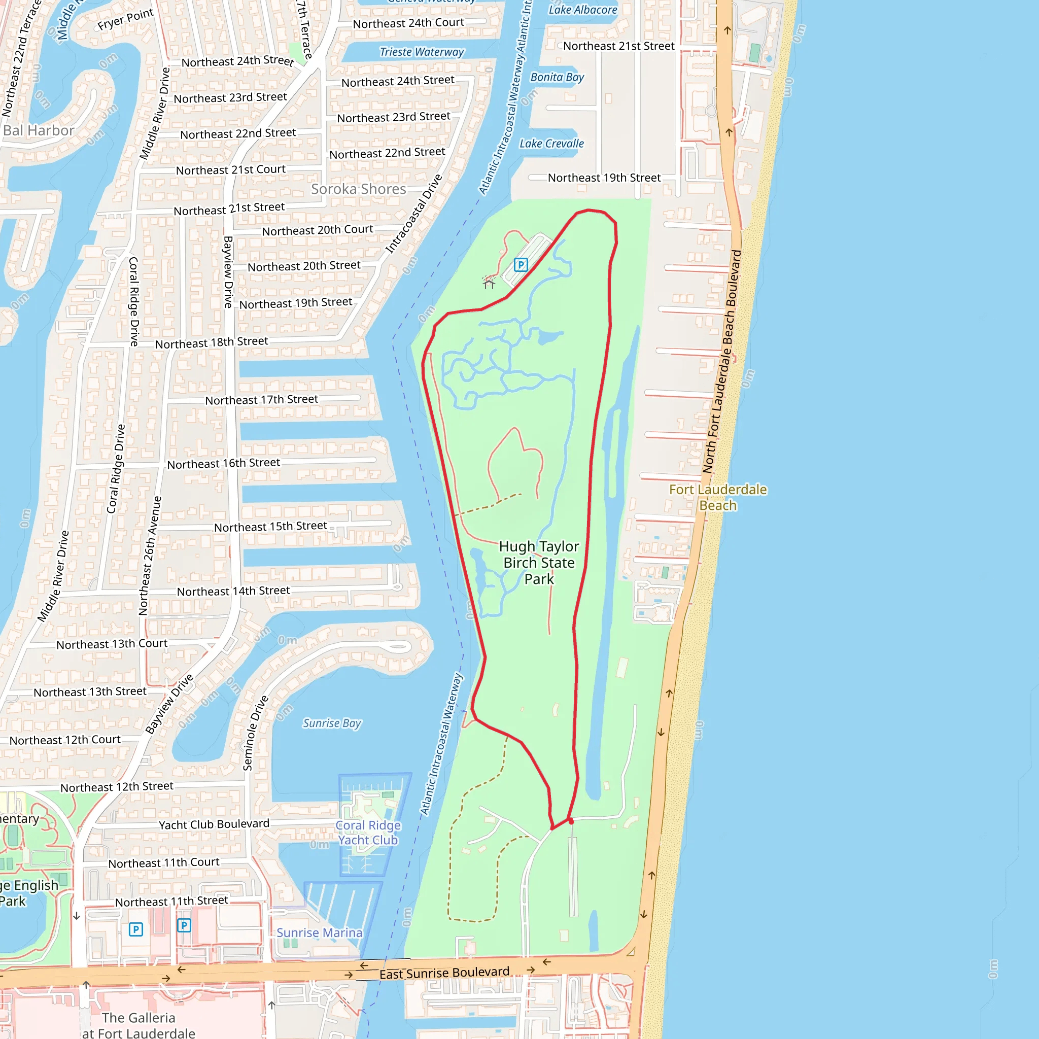 Hugh Taylor Birch State Park Loop mobile static map
