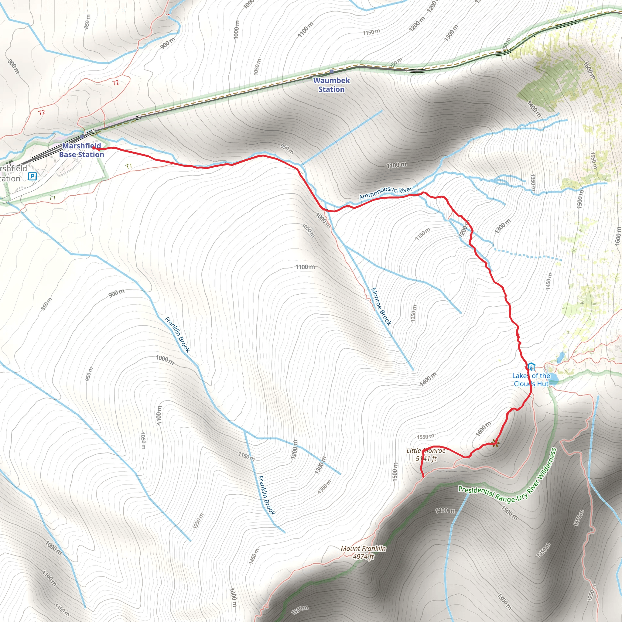 Mount Monroe via Amoonusuc Ravine Trail mobile static map