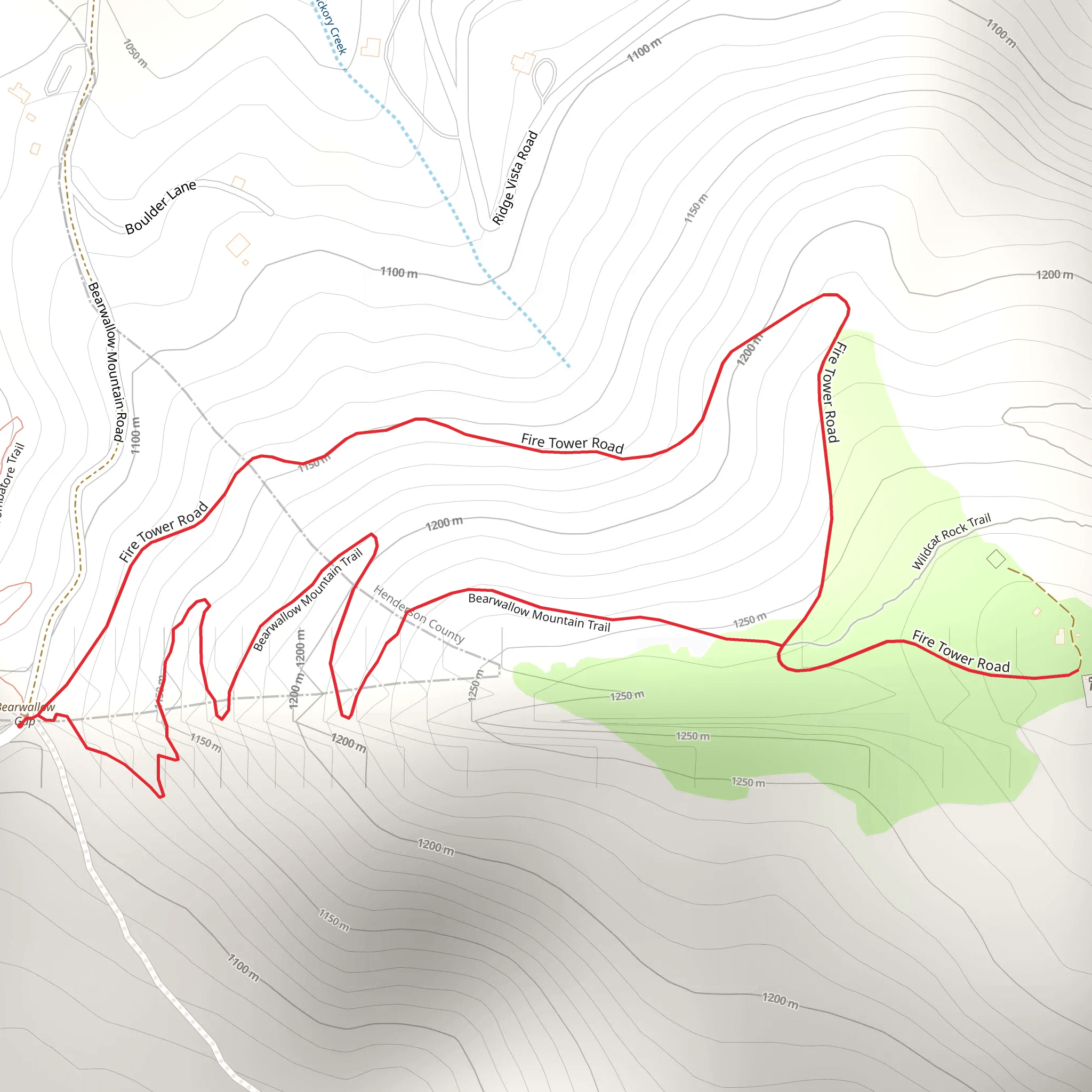 Bearwallow Mountain Trail mobile static map