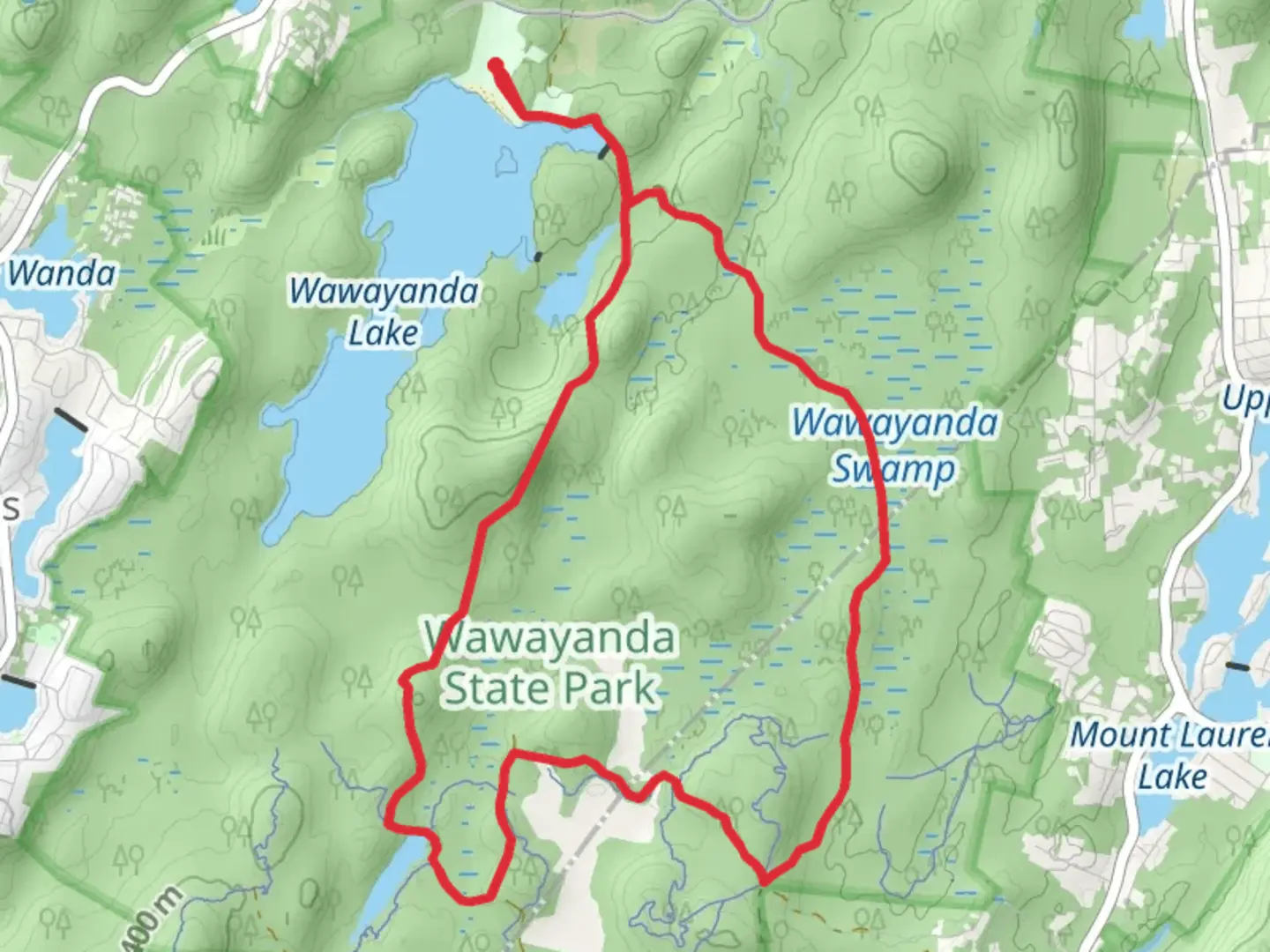 An image depicting the trail Laurel Pond, NJ State Long Loop Trail and its surrounding area.