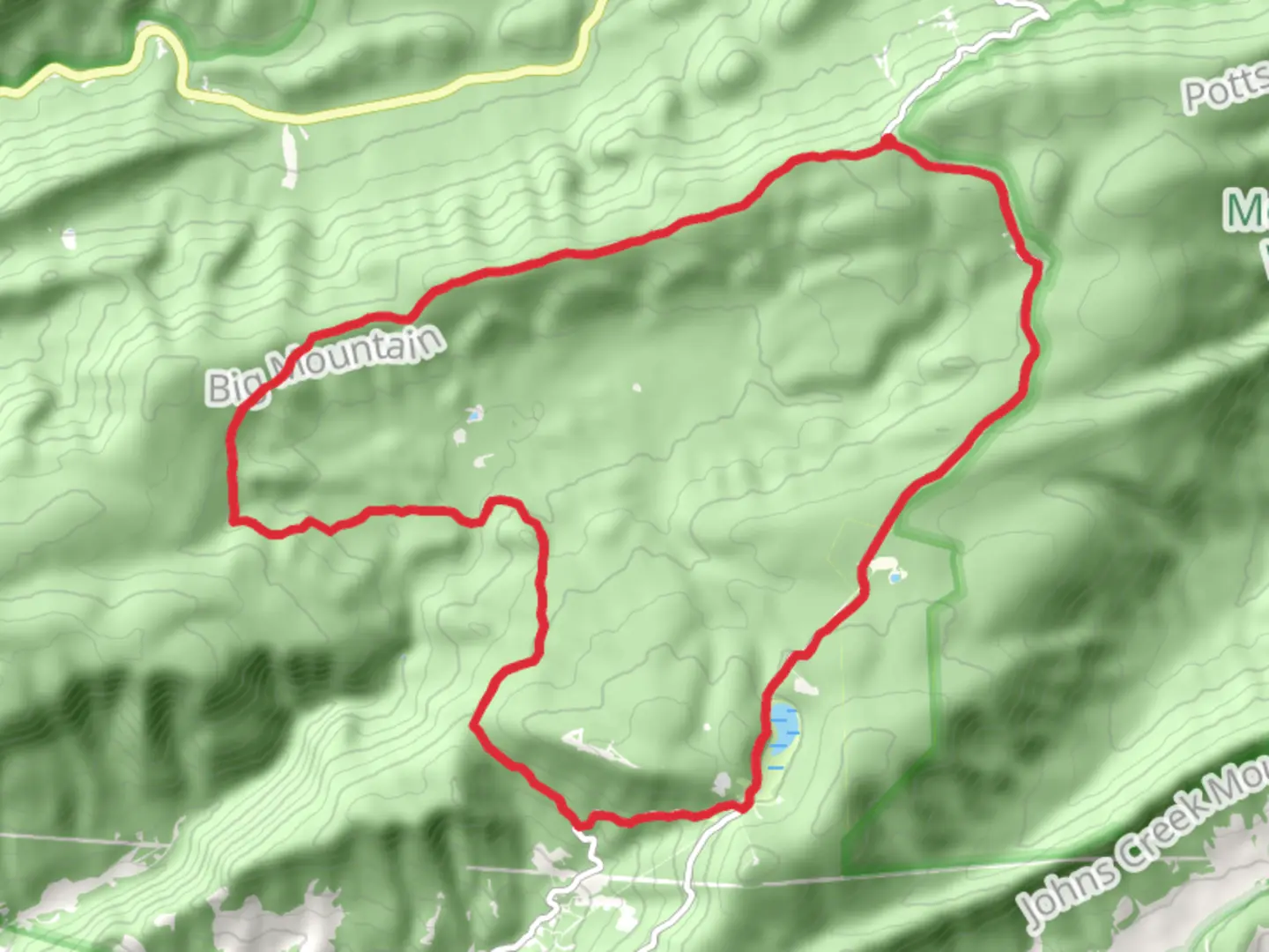 An image depicting the trail Mountain Lake and Salt Sulphur Springs Turnpike and Little Meadow Road Loop and its surrounding area.