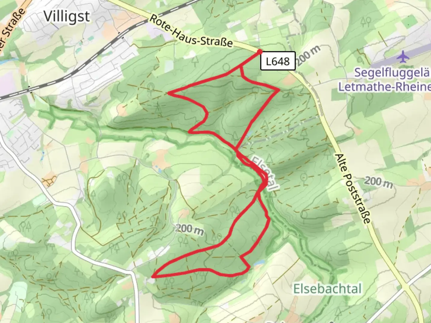 An image depicting the trail Borstinger Berg and Papenberg Loop via Elsebad Rundweg A7 and its surrounding area.