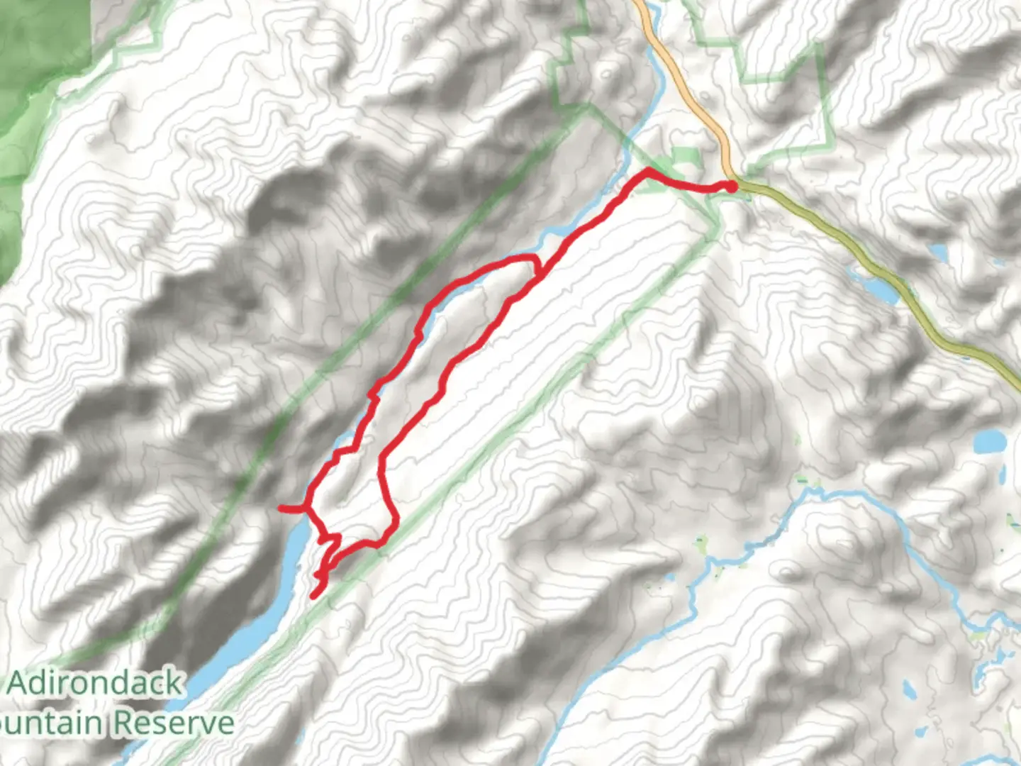 An image depicting the trail Gill Brook, Indian Head Loop Trail from Ausable Club Golf Course and its surrounding area.