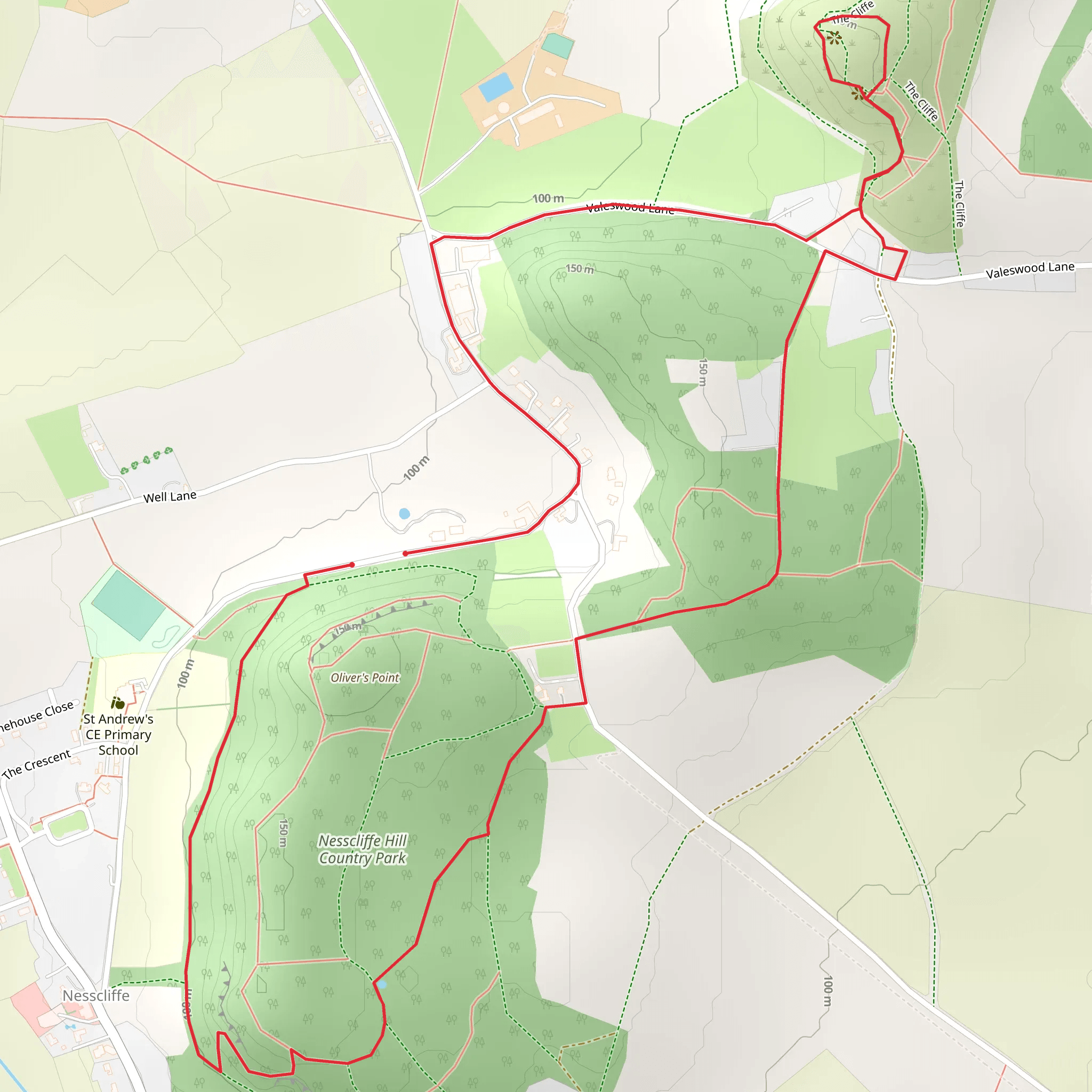 Nesscliffe Hill Country Park and The Cliffe Loop mobile static map