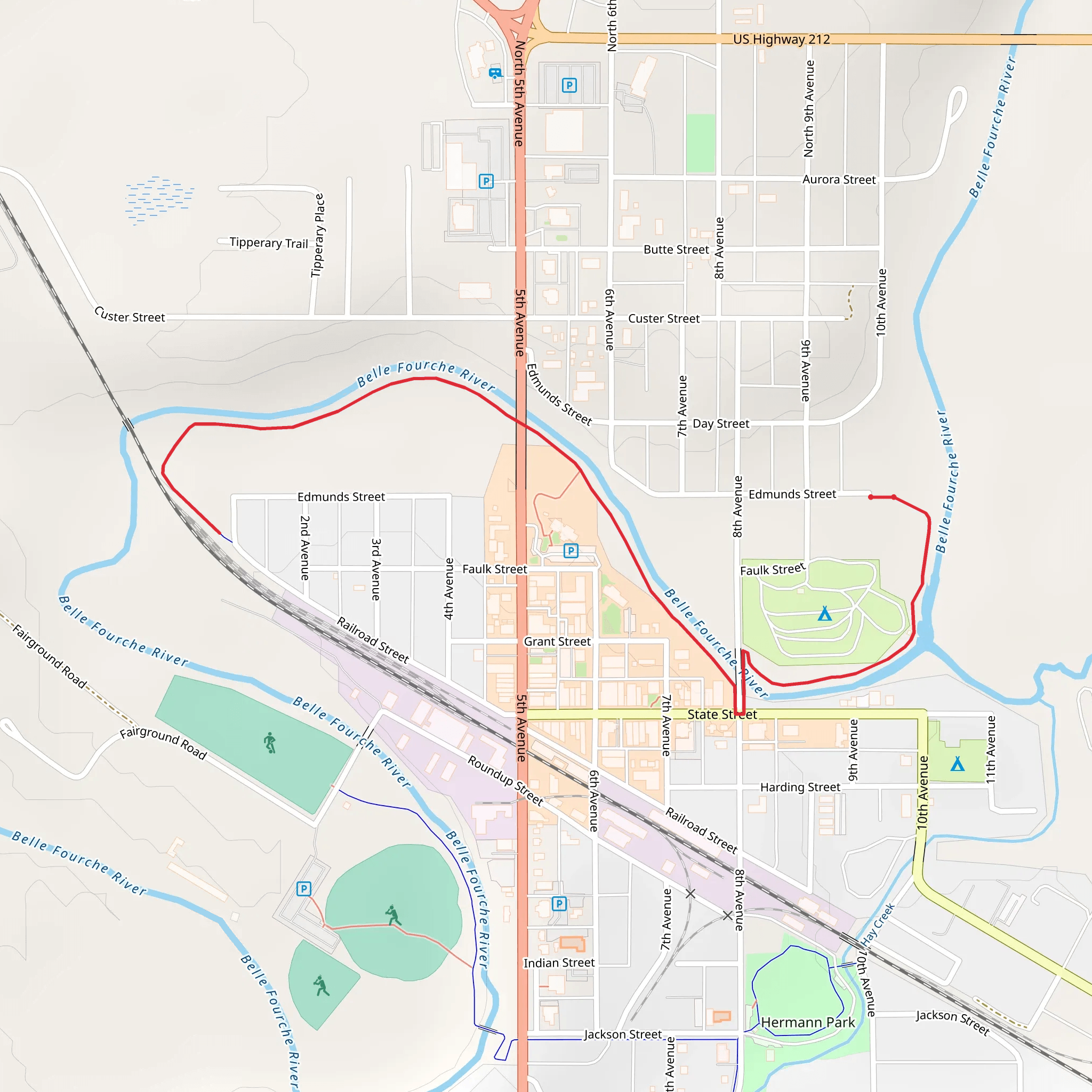 Belle Fourche River Walk mobile static map