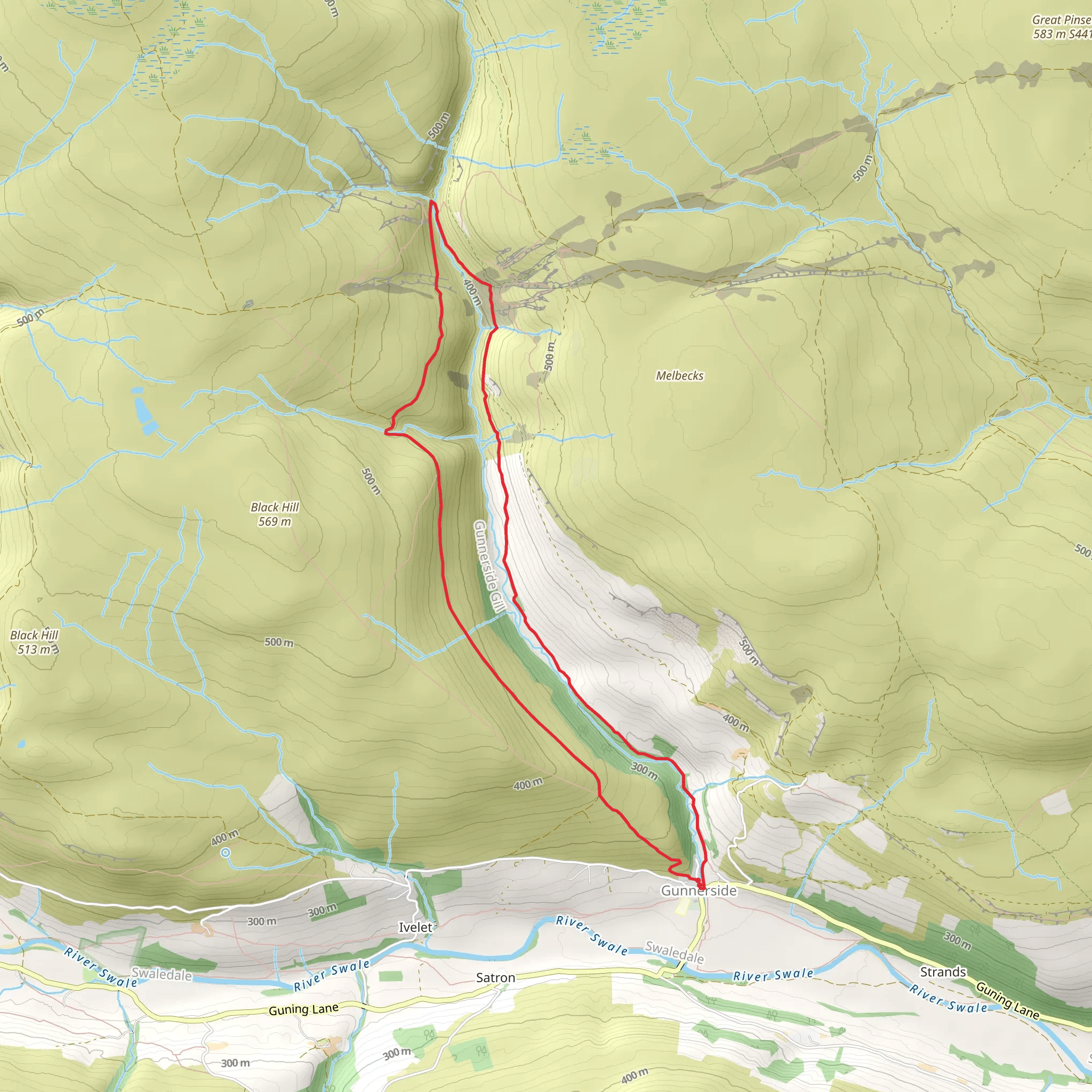Bunton Hush - Blakethwaite and Gunnerside Gill mobile static map
