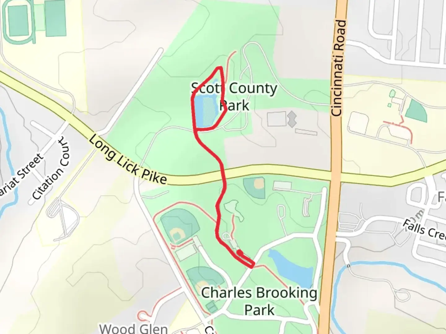 An image depicting the trail Scott County Park Loop and its surrounding area.