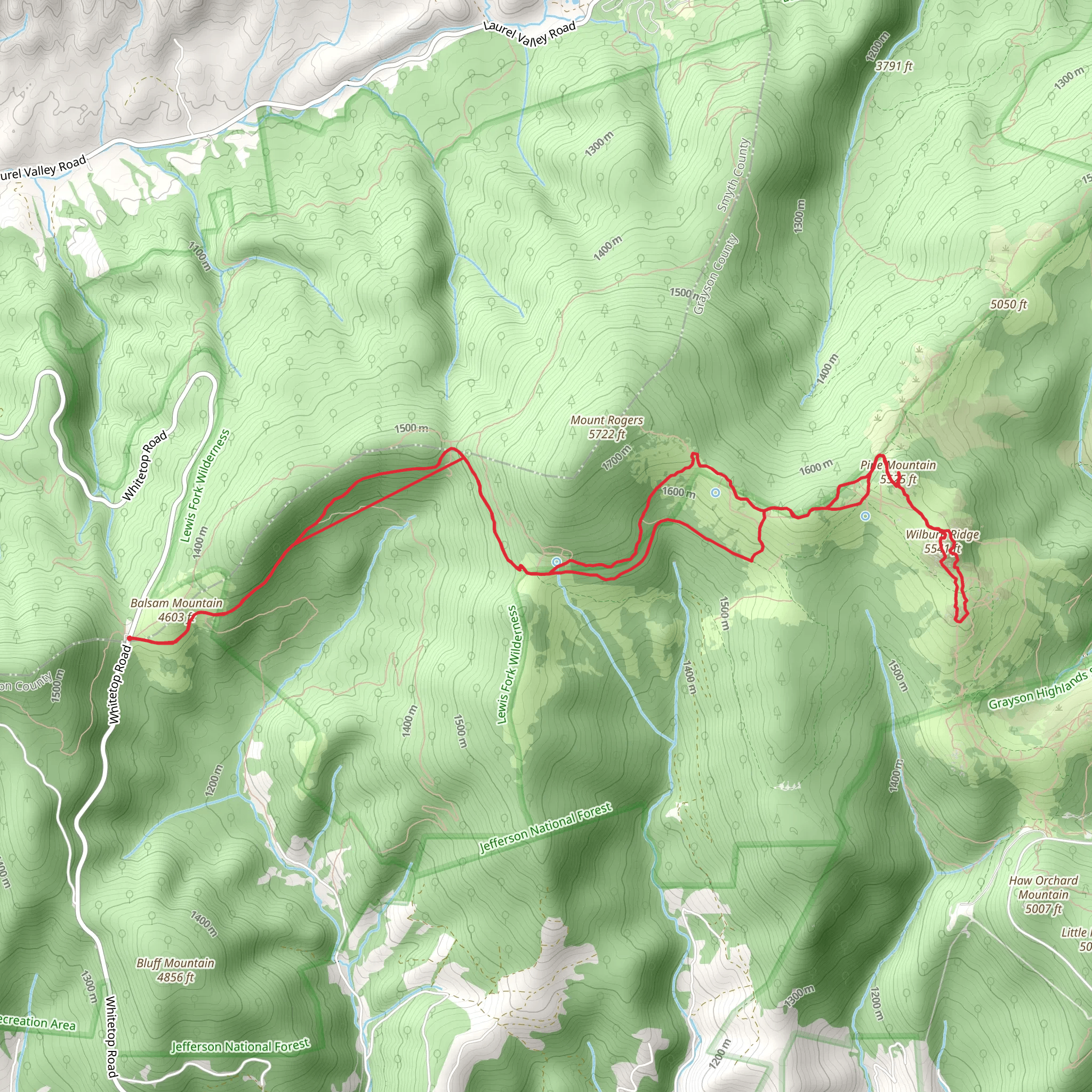 Appalachian, Pine Mountain and Wilburn Ridge Loop Trail mobile static map