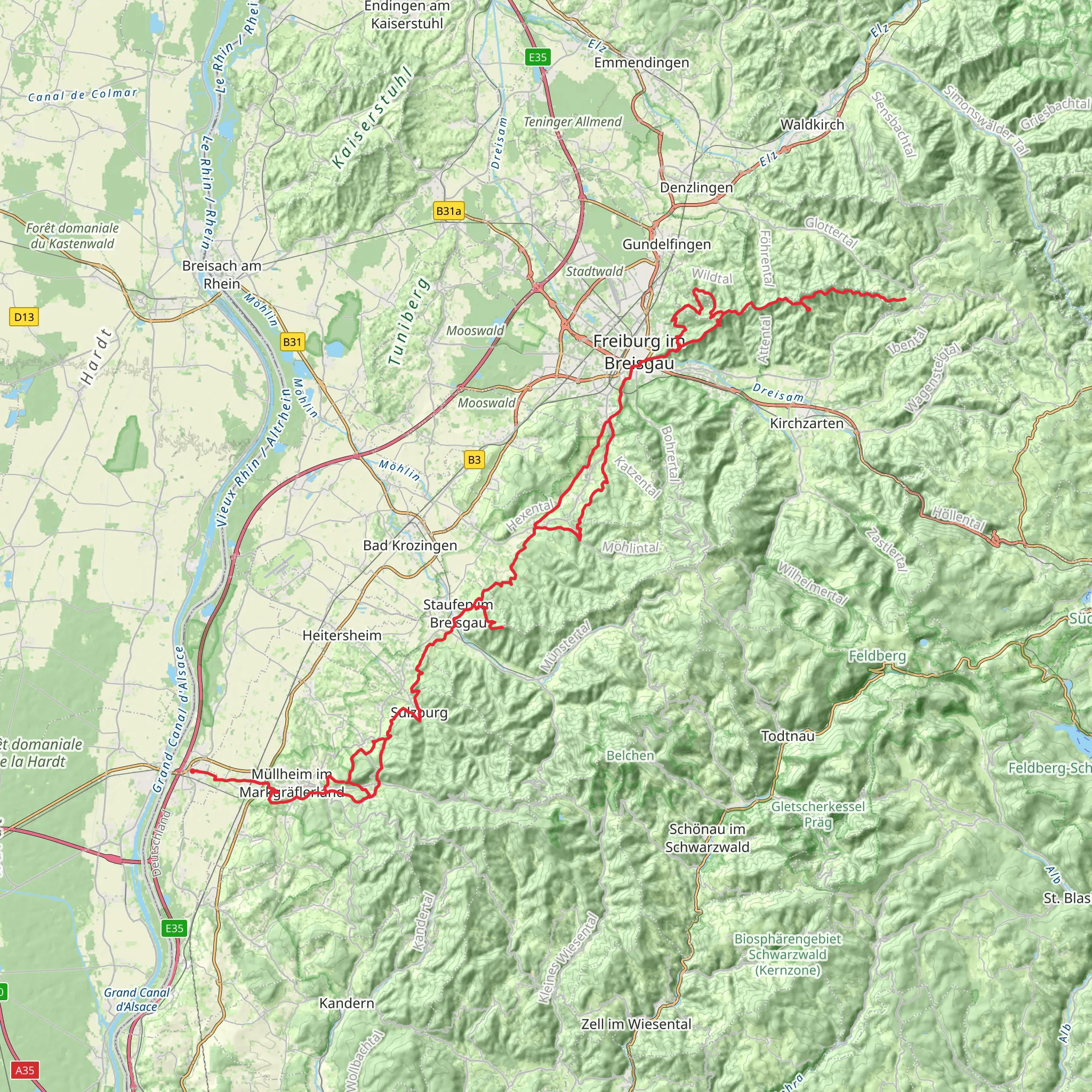 Zähringer-Wanderweg mobile static map