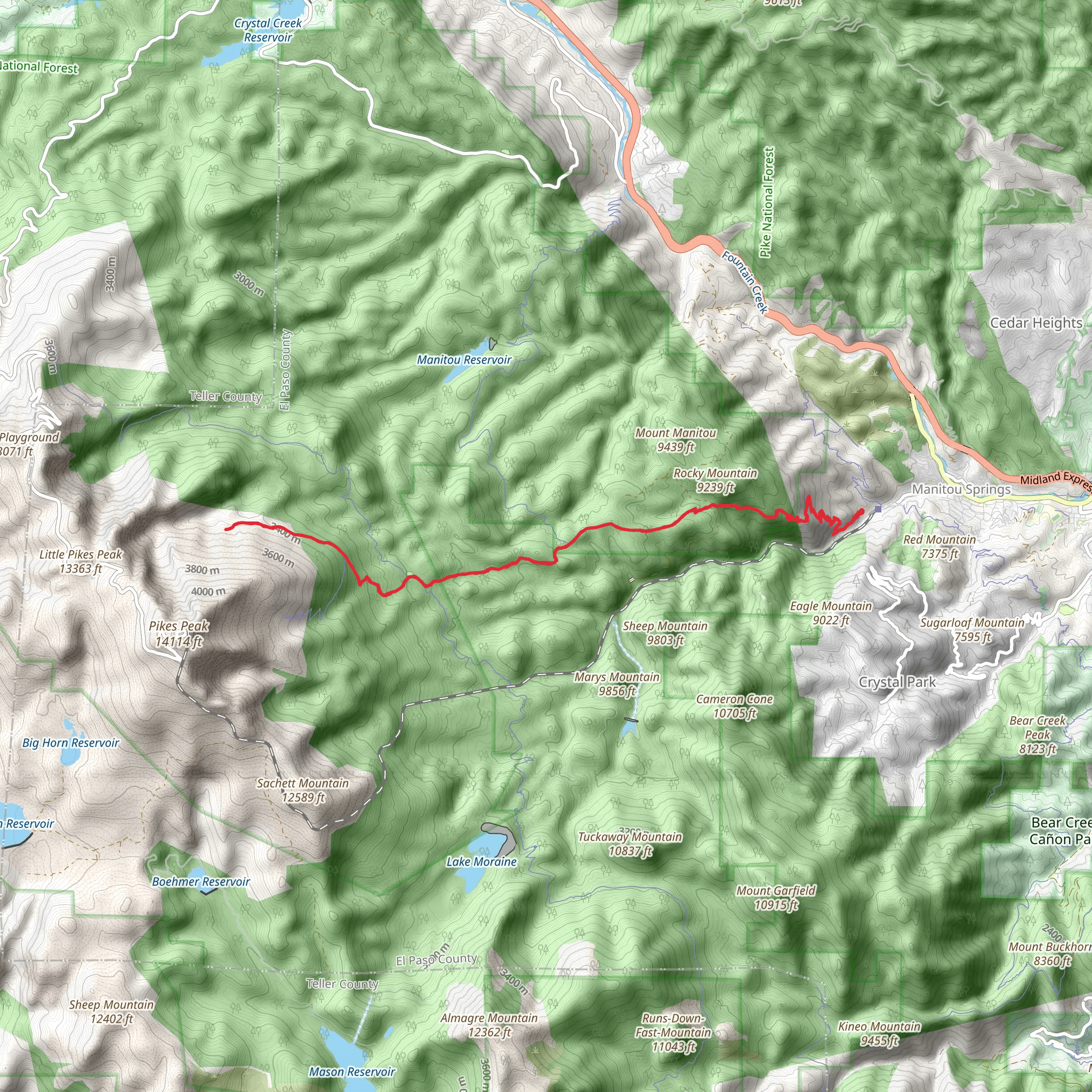 Barr Camp via Barr Trail mobile static map