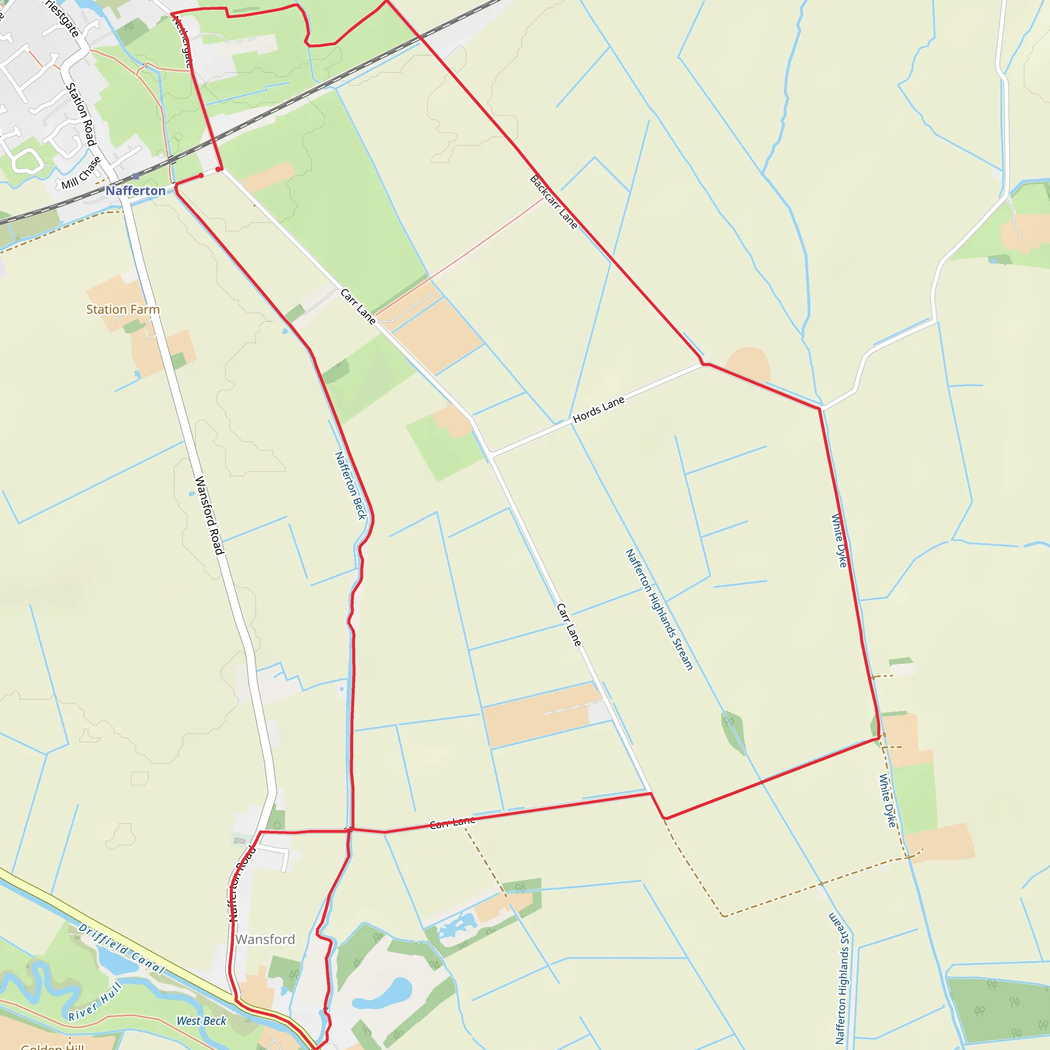 Nafferton to Wansford Loop mobile static map