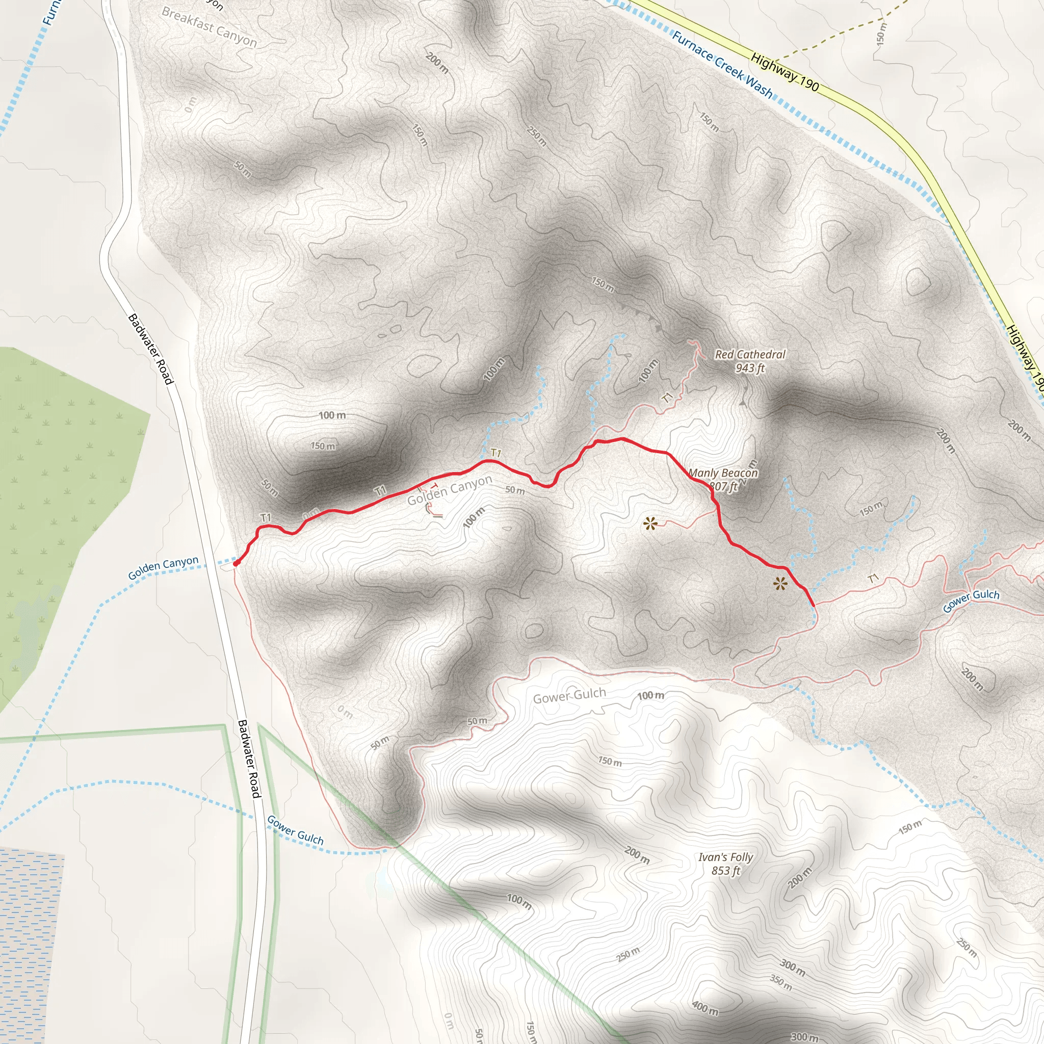 Golden Canyon Trail mobile static map