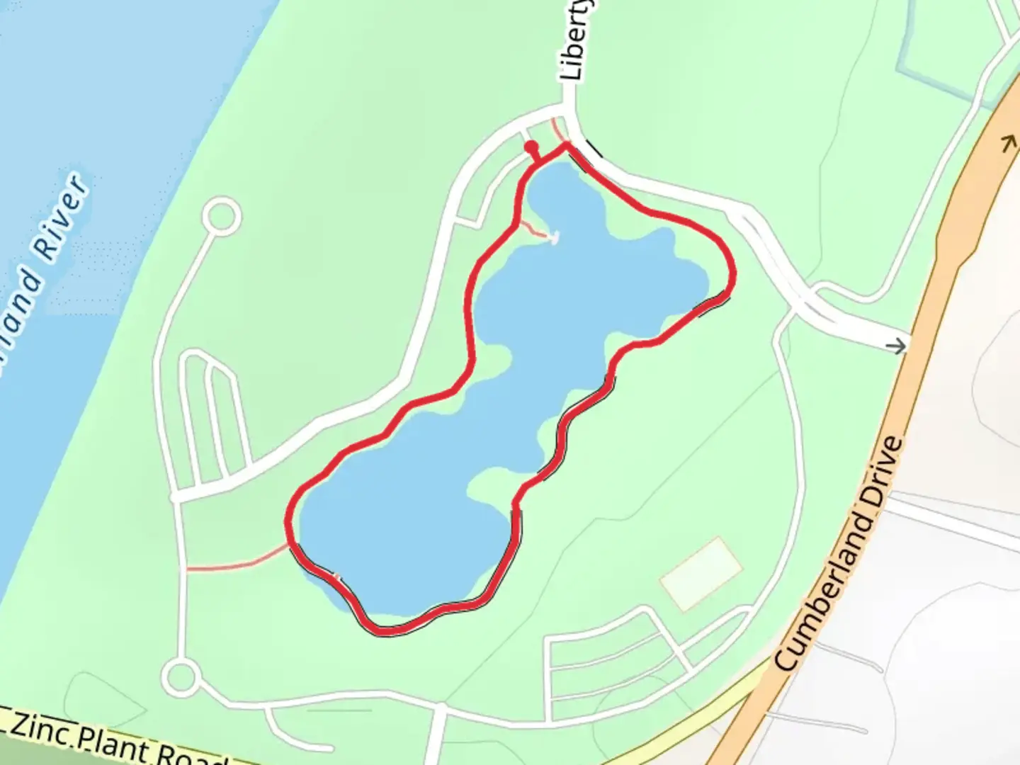 An image depicting the trail Liberty Park Way Loop and its surrounding area.
