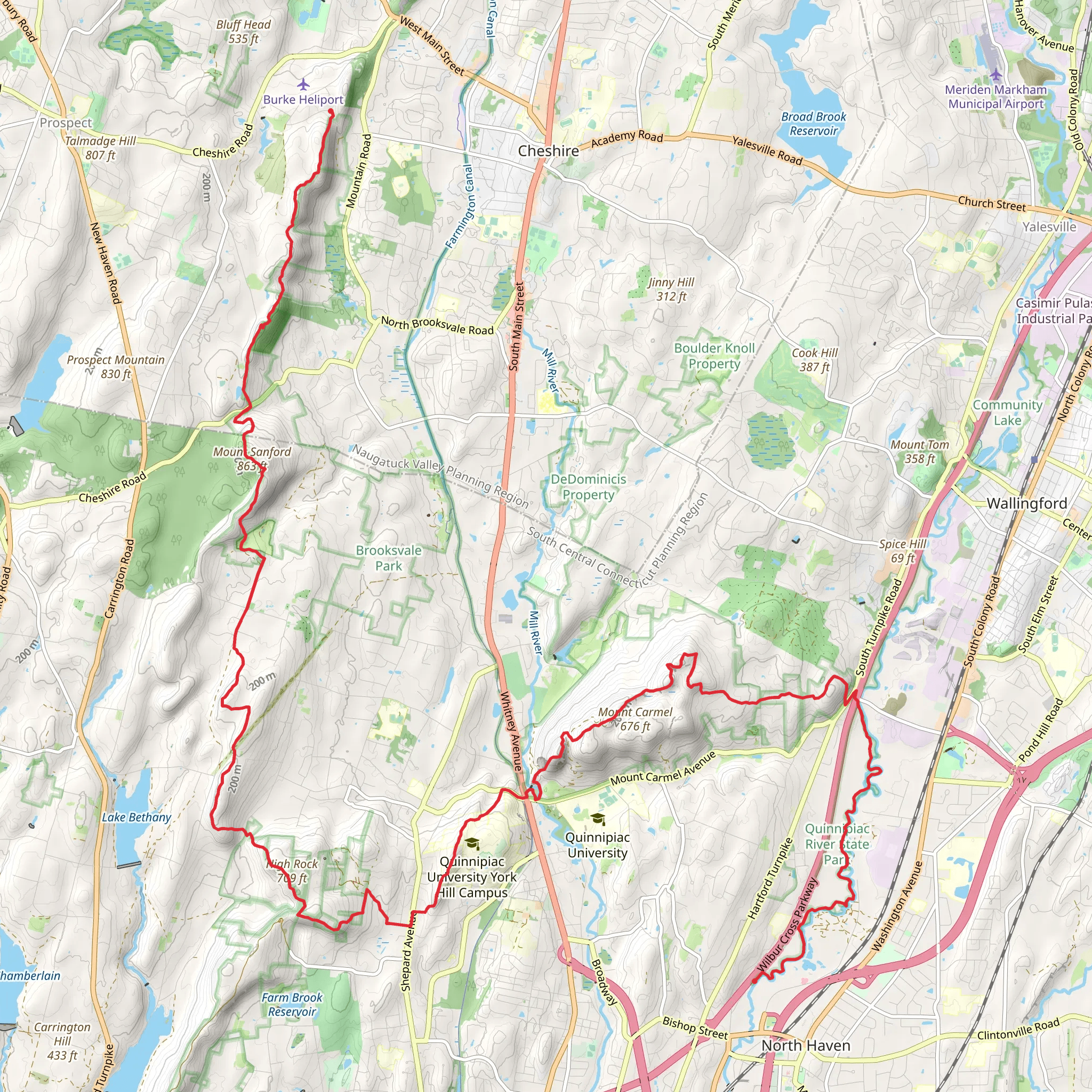 Quinnipiac Trail mobile static map