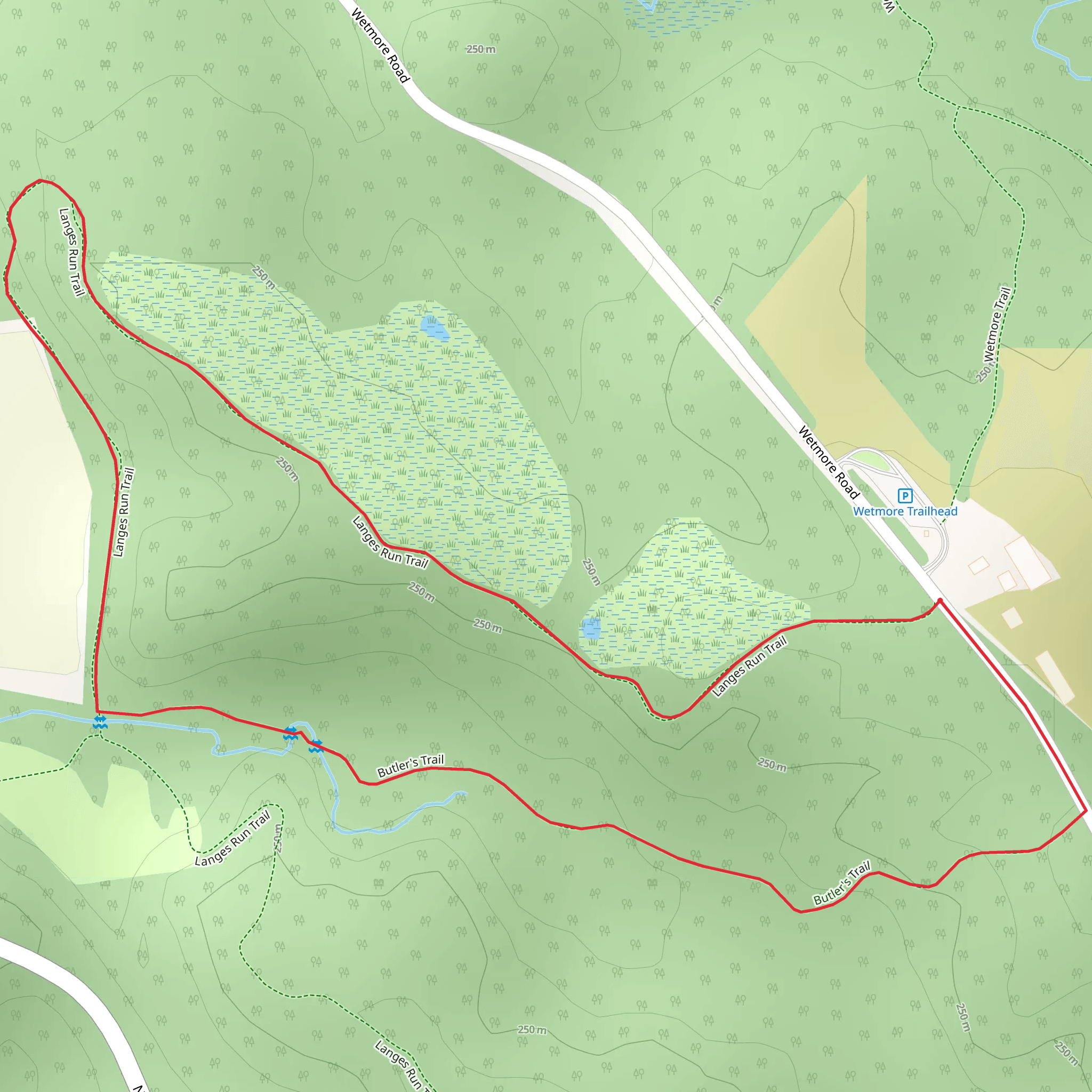 Langes Run and Butler’s Trail mobile static map