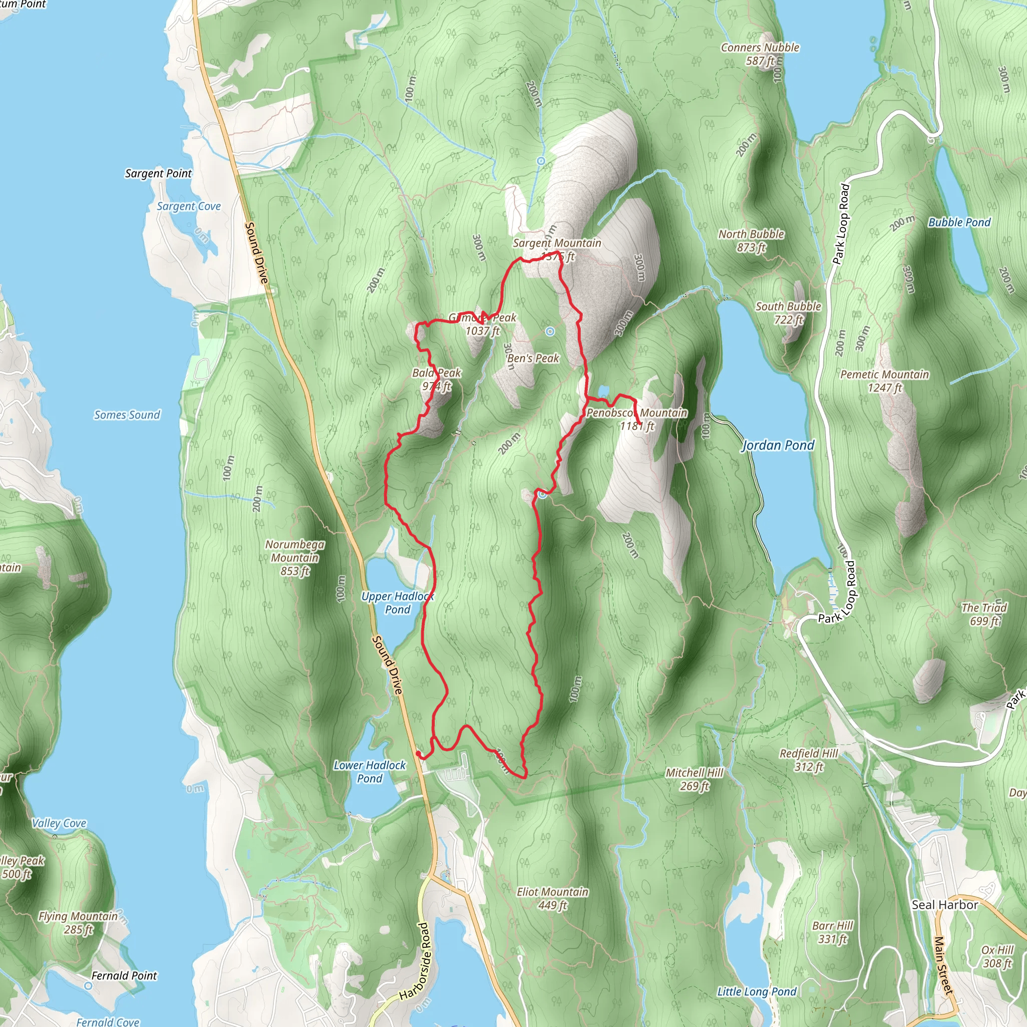Penobscot Mountain and Parkman Mountain Loop mobile static map
