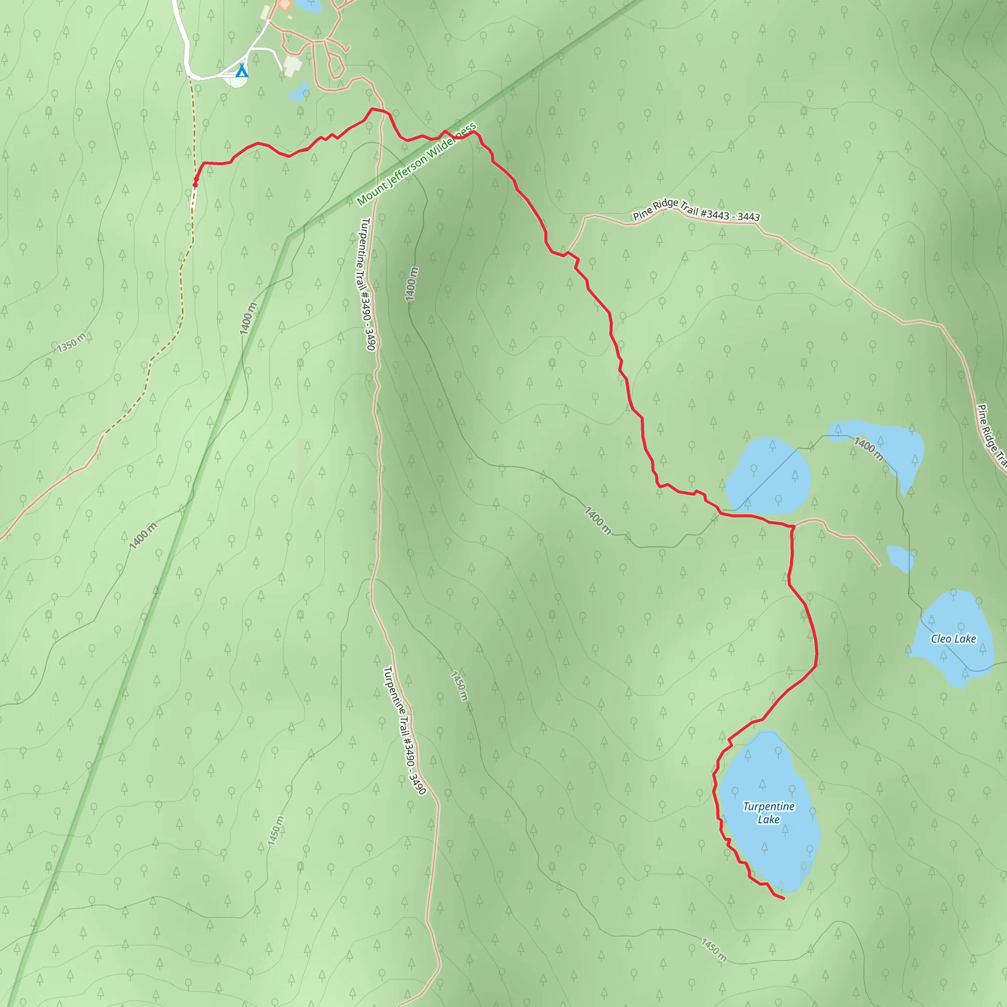 Turpentine Lake via Pine Ridge Trail mobile static map