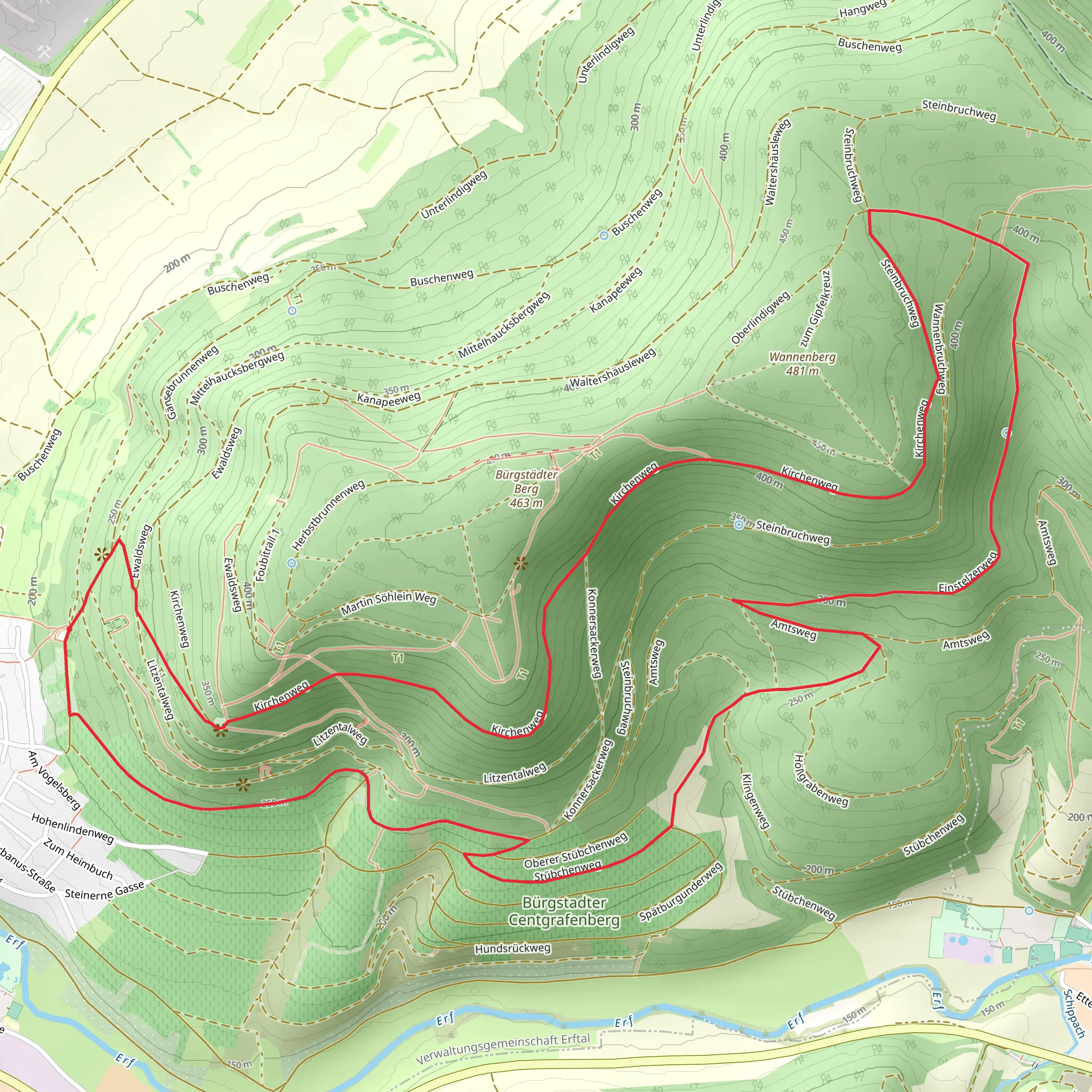 Kirchenweg and Fraenkischer Marienweg Loop mobile static map