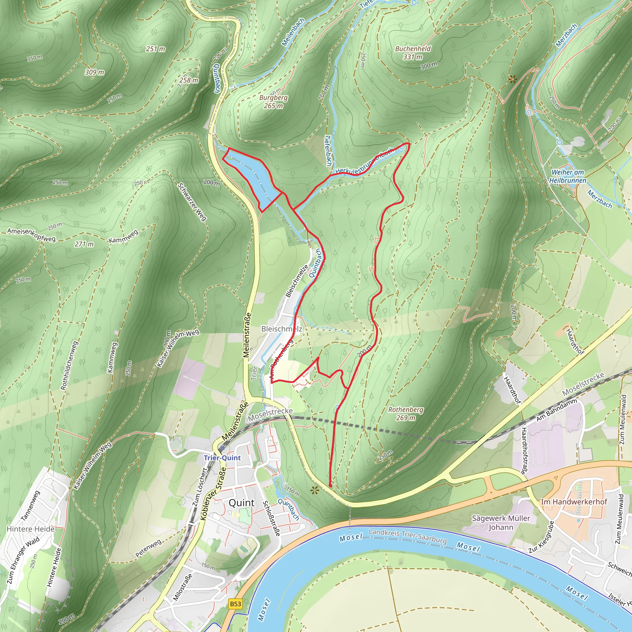Kaiserhammer Weiher via Quintbach mobile static map