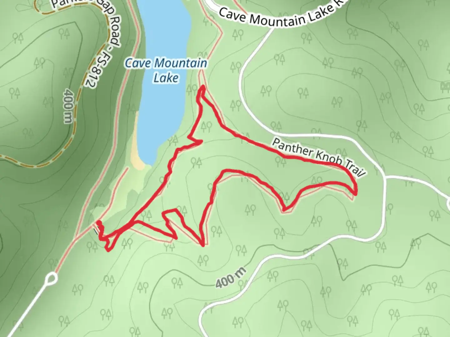 An image depicting the trail Panther Knob Trail and its surrounding area.