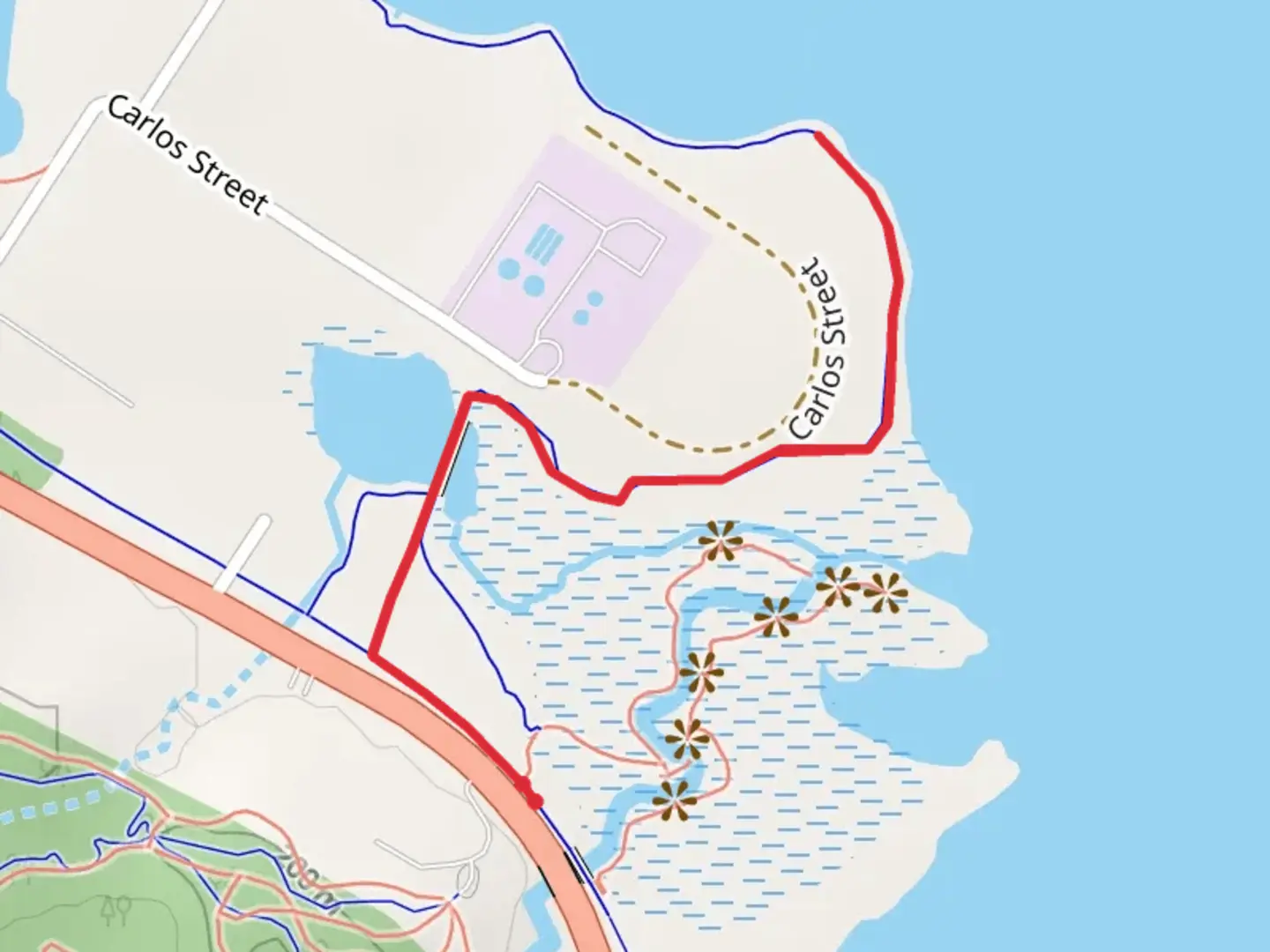 An image depicting the trail Peepsock Trail Out and Back and its surrounding area.