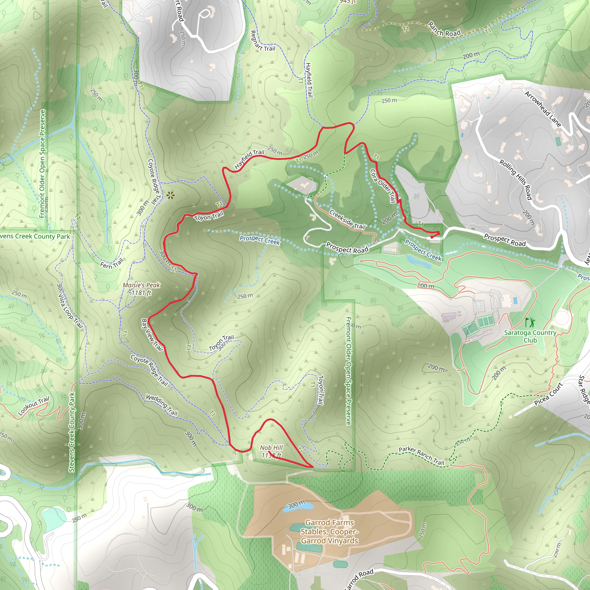 Nob Hill via Hayfield Trail mobile static map