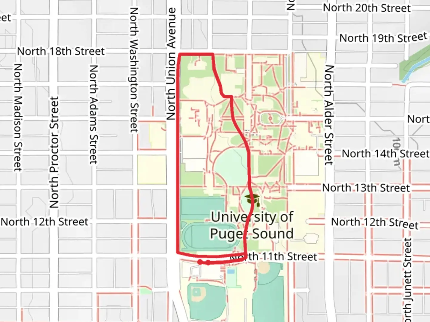 An image depicting the trail Lower Baker Field and President's Forest Loop and its surrounding area.