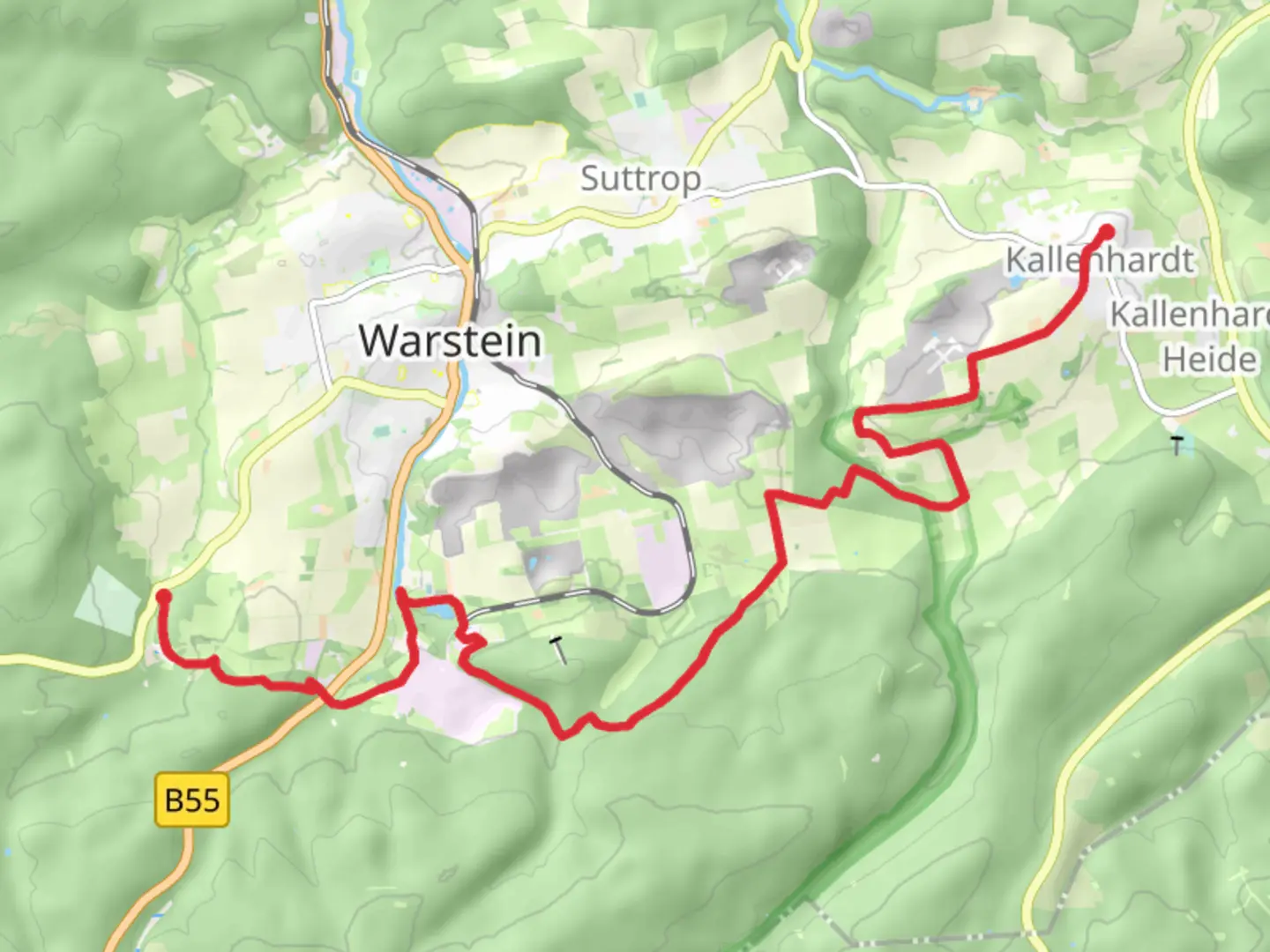 An image depicting the trail Wildpark Bilsteintal to Kallenhardt Walk via Besucherzentrum and its surrounding area.
