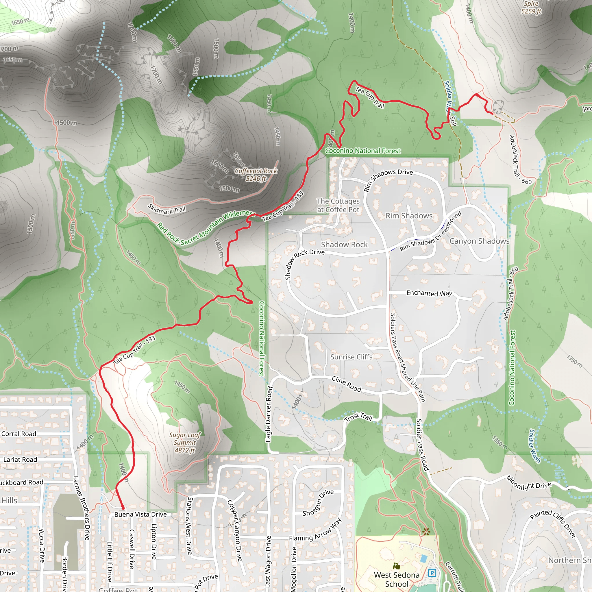 Tea Cup Trail mobile static map