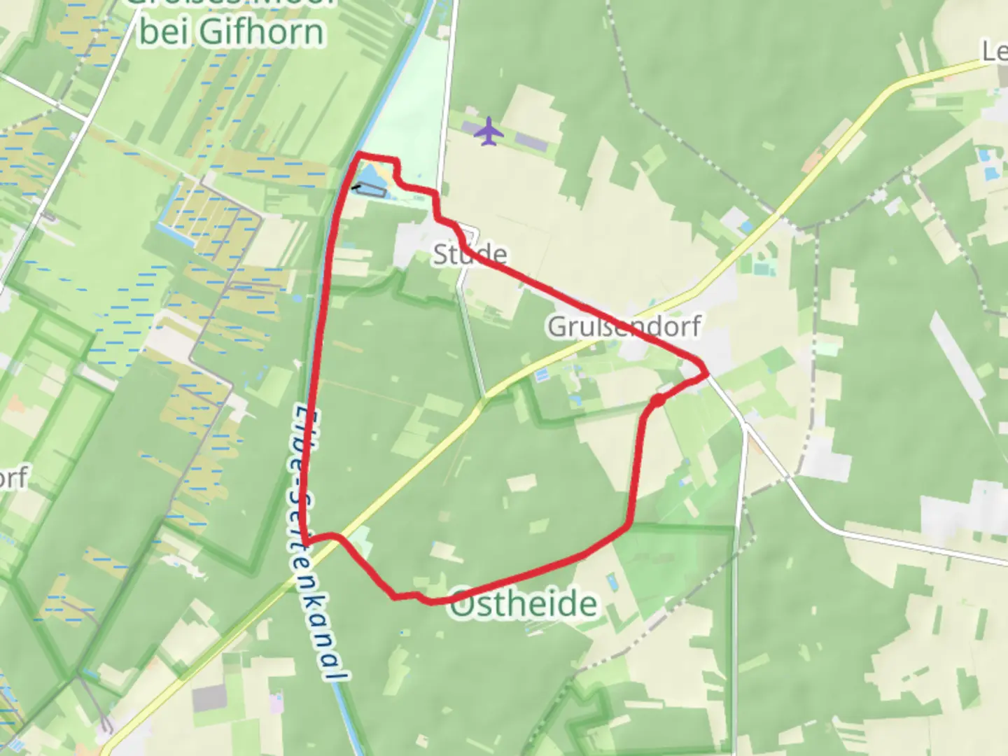 An image depicting the trail Muhlenfuhren Loop via Elbe Seitenkanal and its surrounding area.
