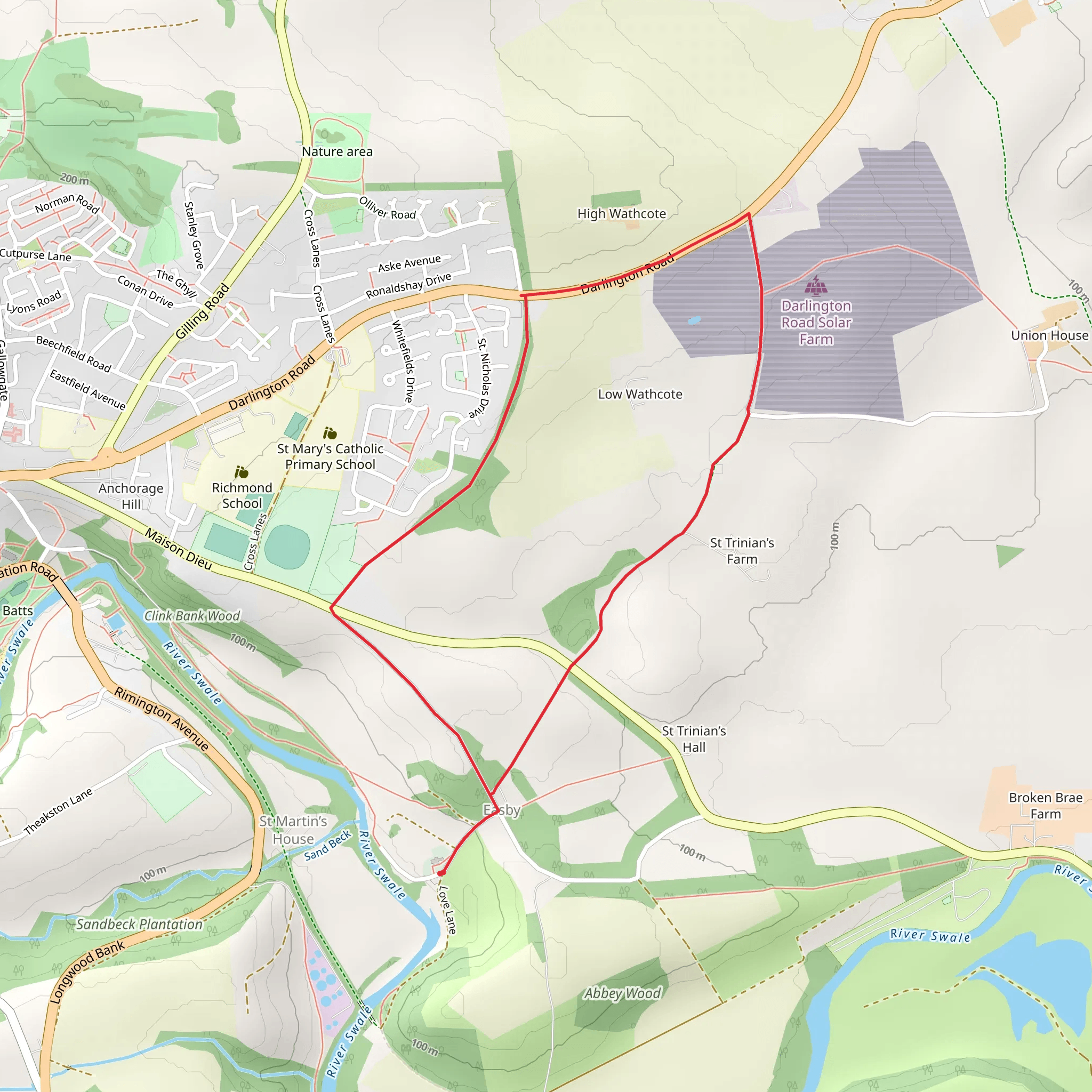 Easby Abbey Loop mobile static map