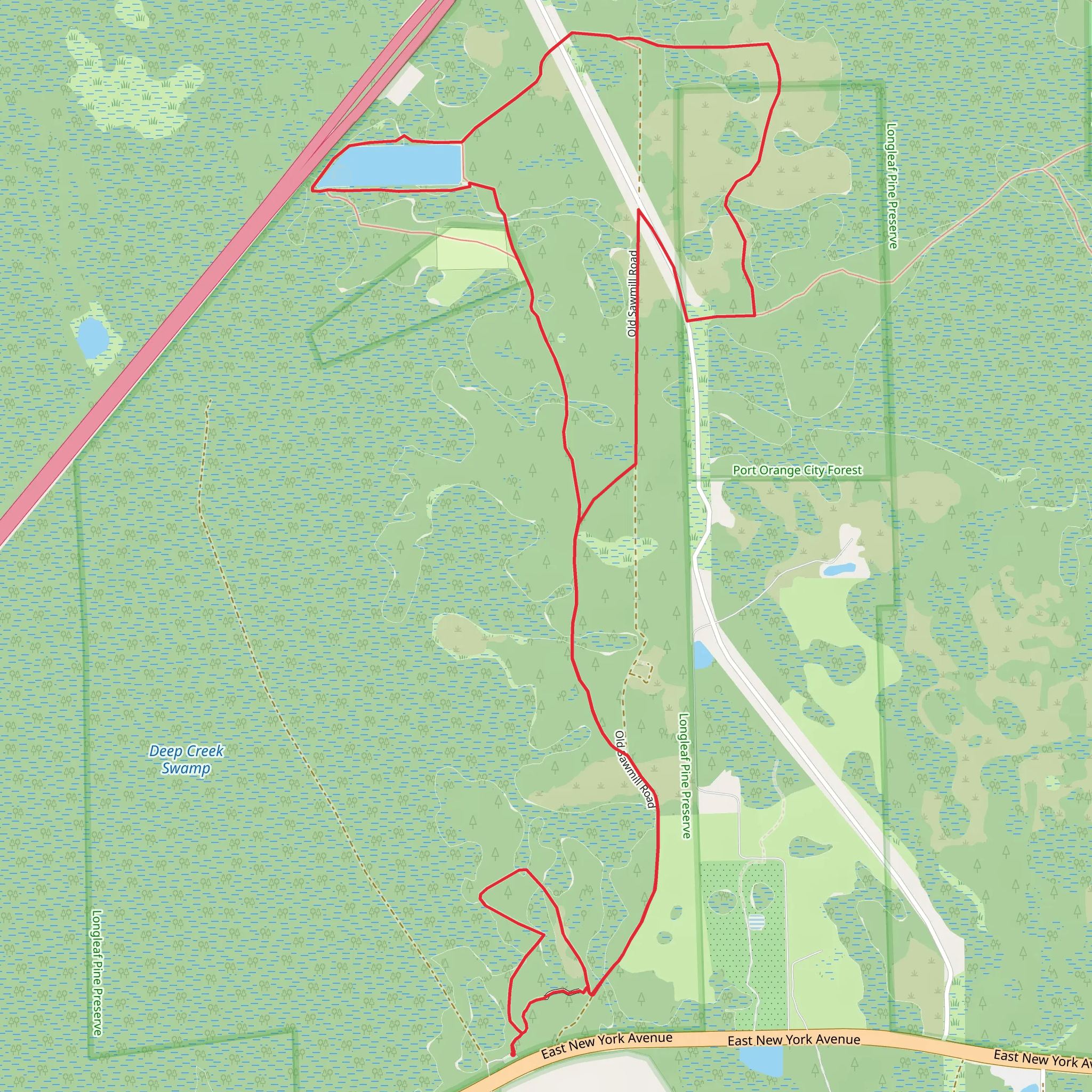 Red and Longleaf Pine Preserve Blue Loop Trail mobile static map