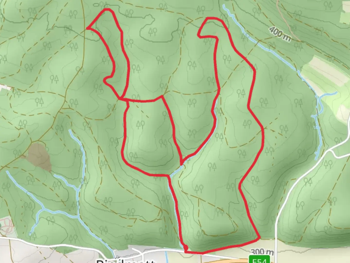 An image depicting the trail Hoch Rhein-Hoehenweg and Wutzweg and its surrounding area.