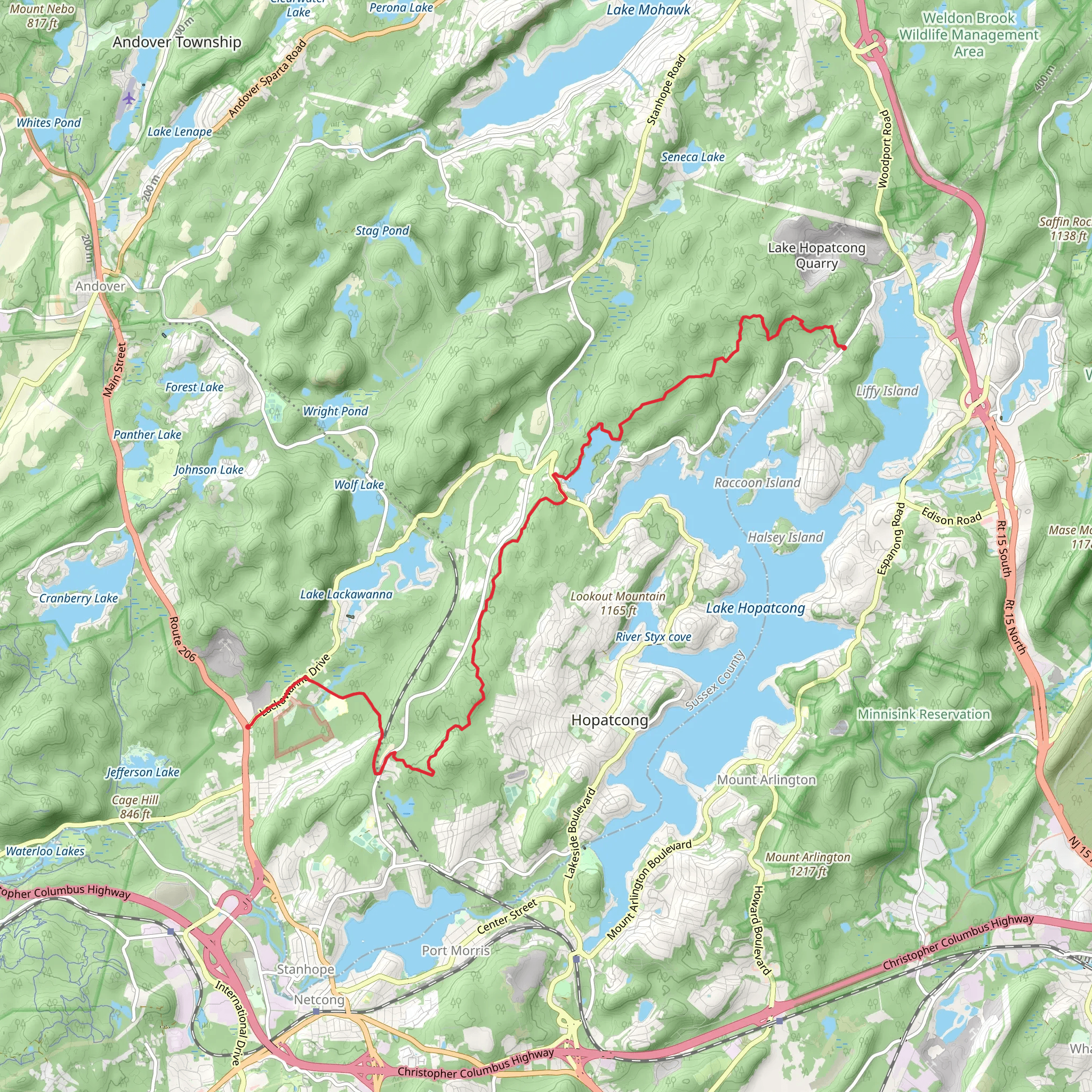 Highlands Trail -Teal from Lake Hopatcong mobile static map