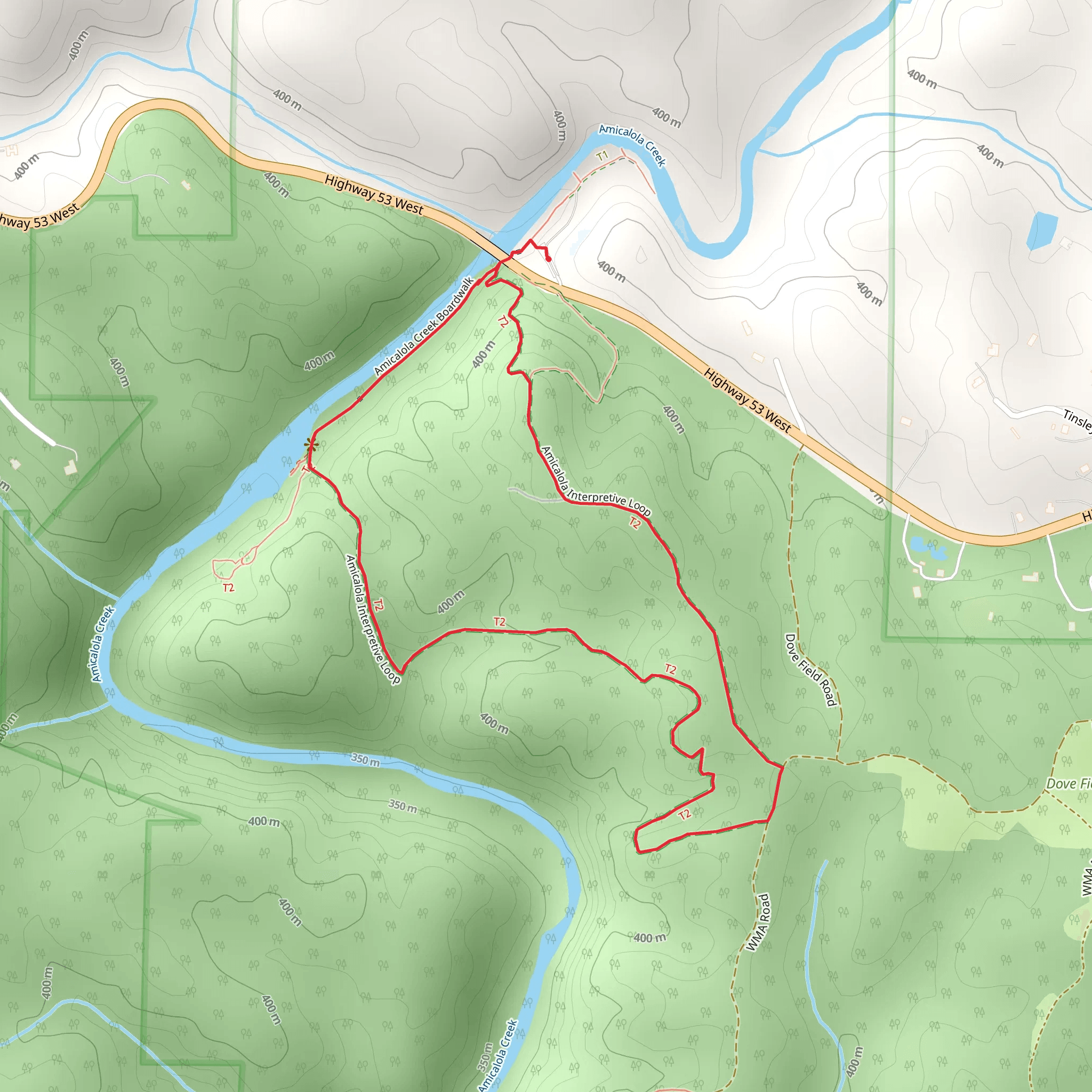 Amicalola Creek Boardwalk - Amicalola Interpretive Loop mobile static map