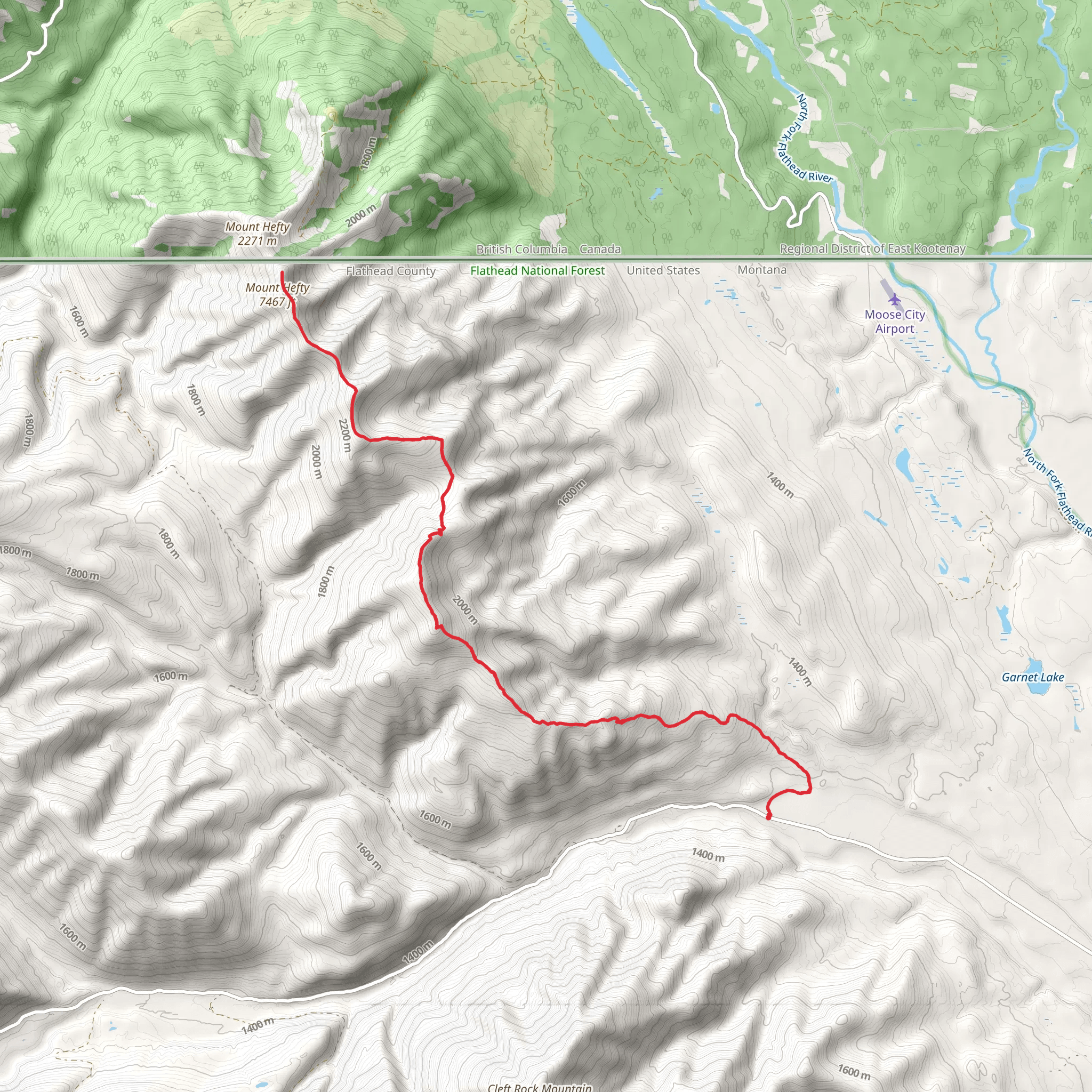 Mount Hefty Trail mobile static map