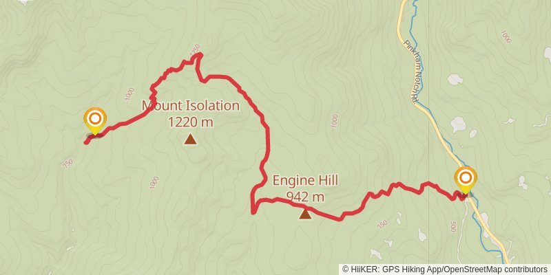 Isolation Trail via Rocky Branch Trail stage 2 Map