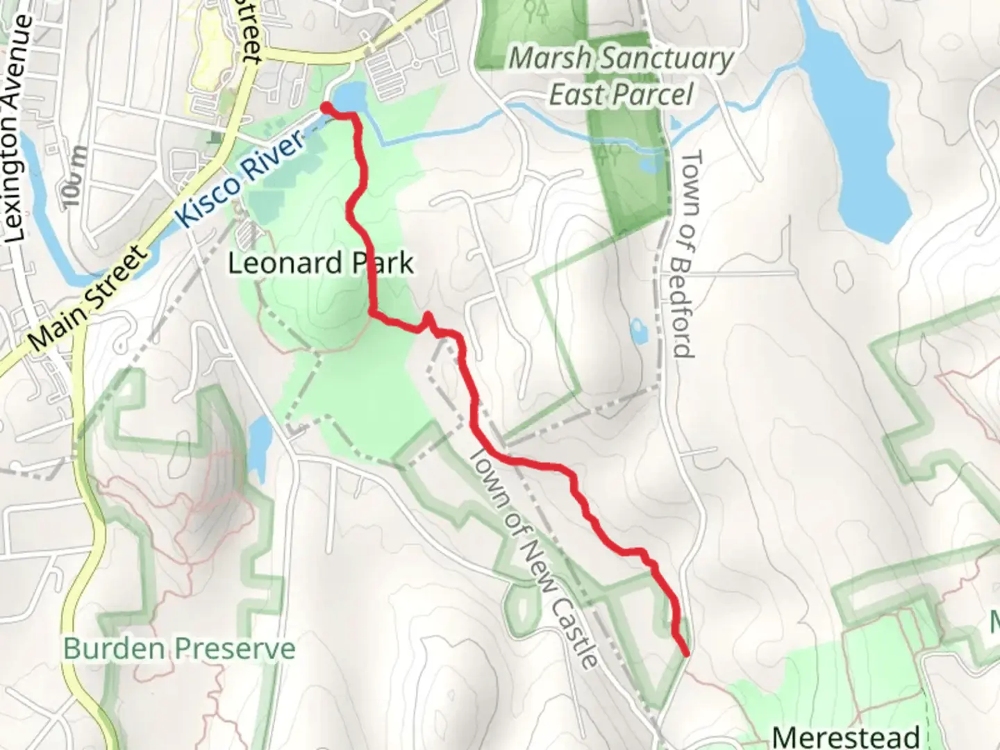 An image depicting the trail Marsh Memorial Sanctuary and its surrounding area.