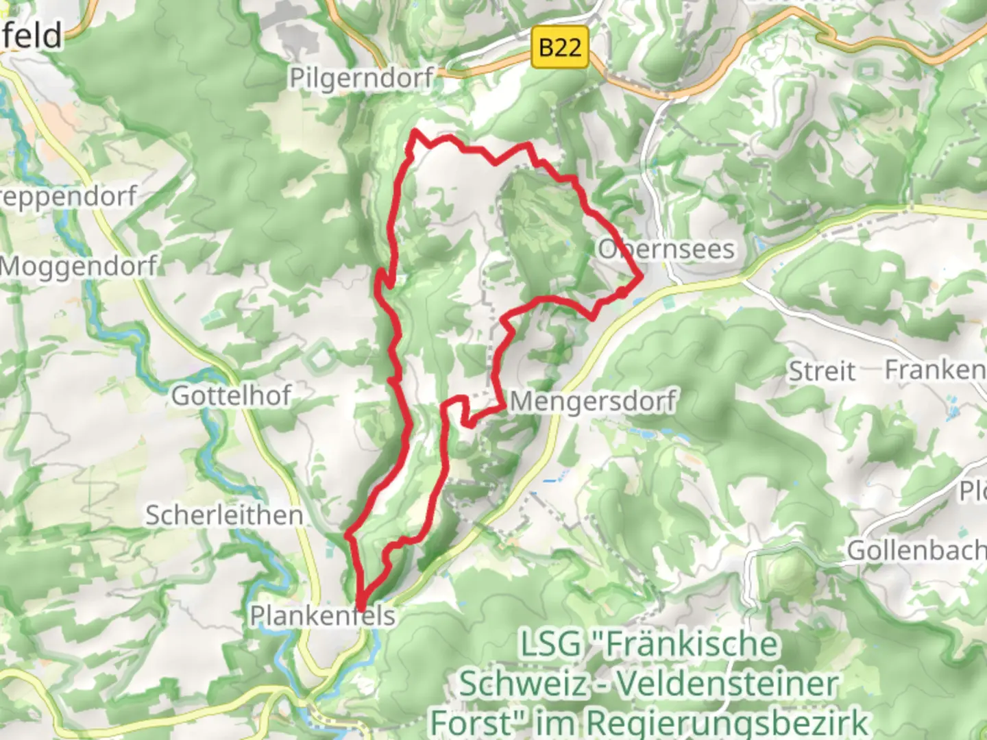 An image depicting the trail Wachstein and Plankenstein Loop and its surrounding area.