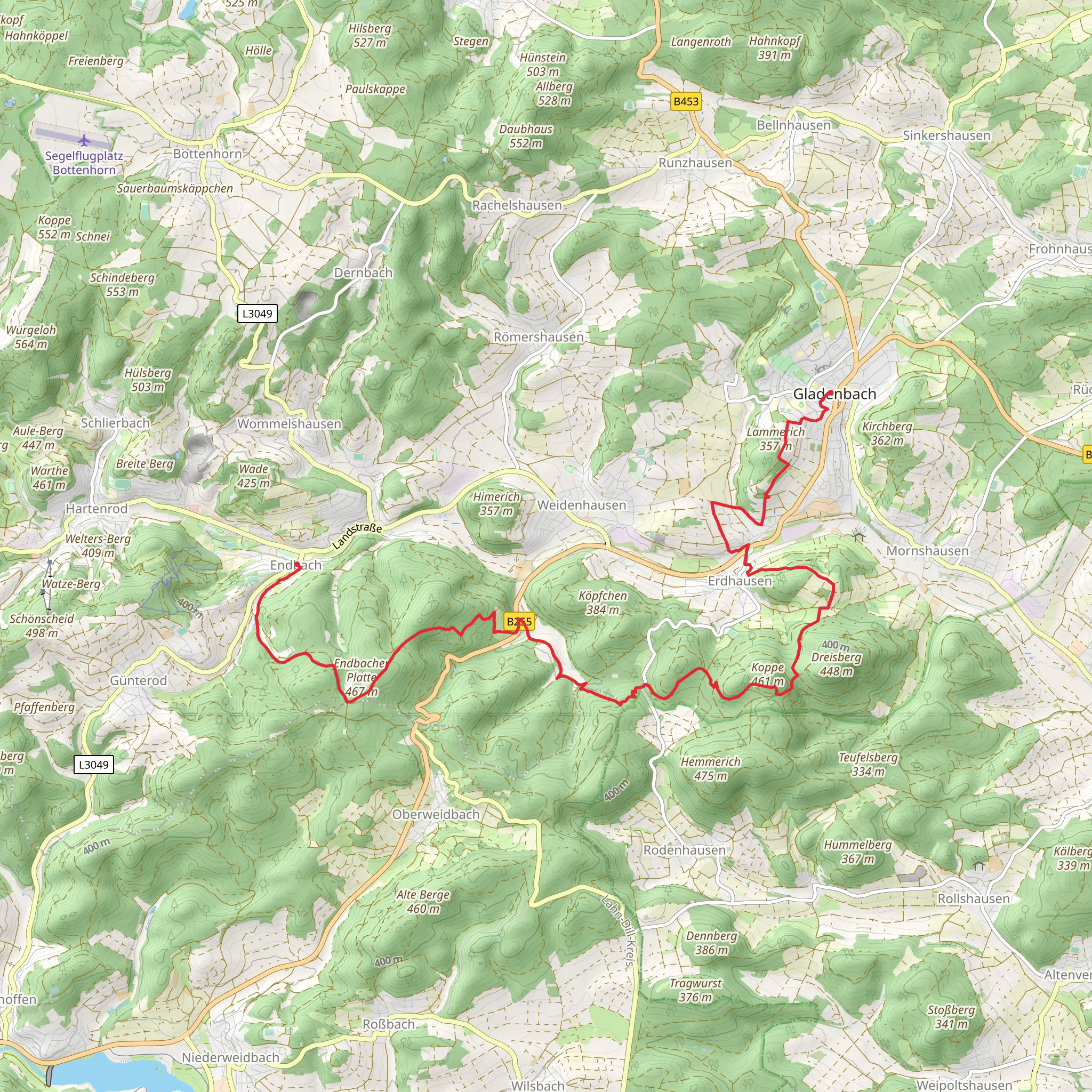 Bad Endbach to Gladenbach Walk mobile static map