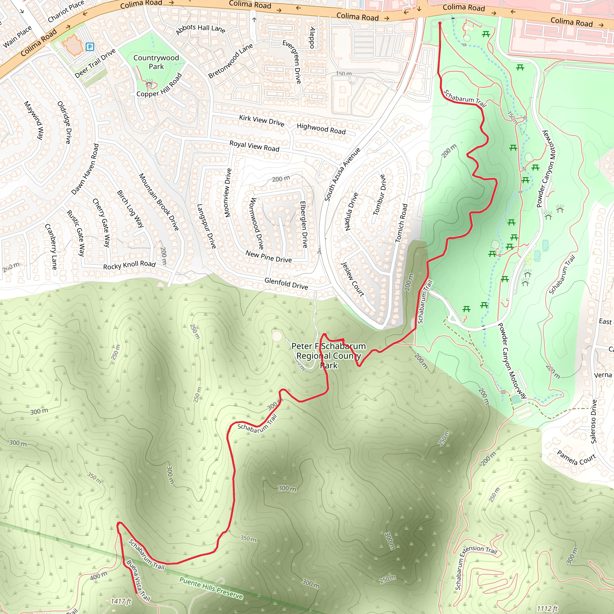 Schabarum Trail mobile static map