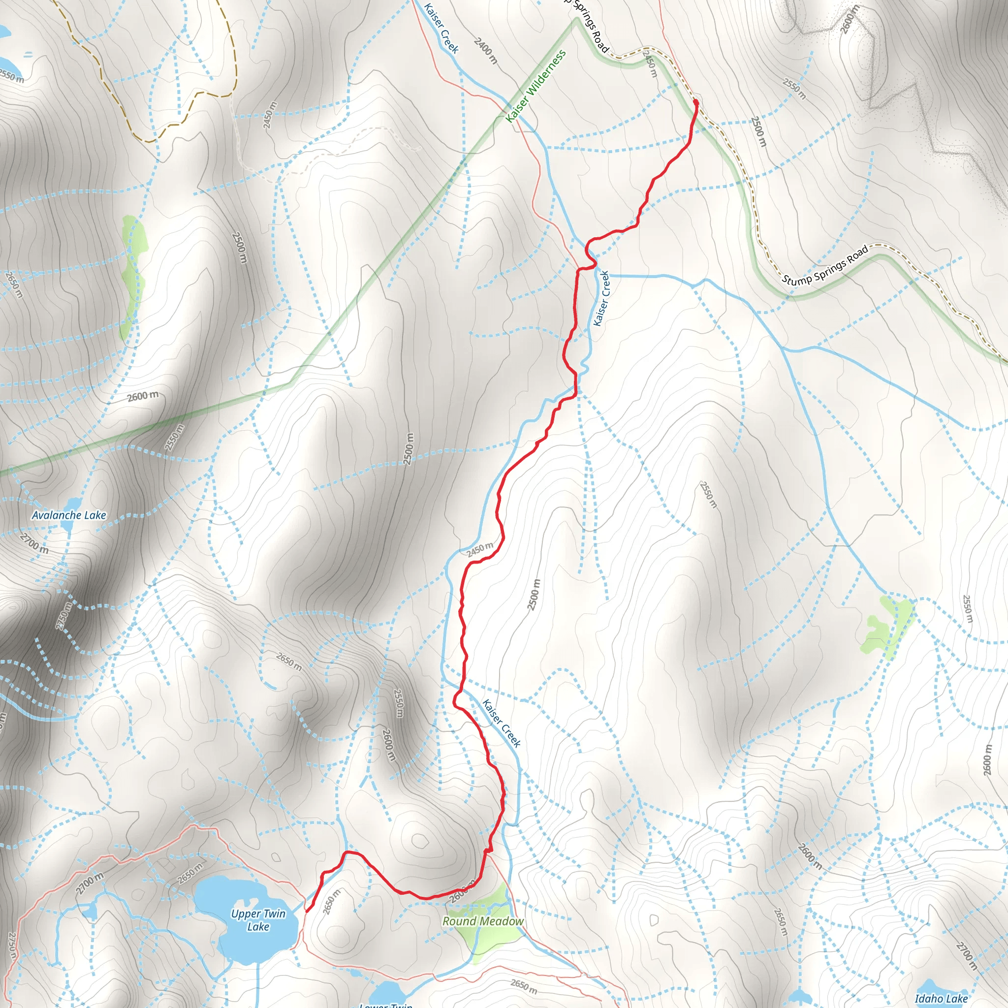 Upper Twin Lake via California Riding and Hiking Trail mobile static map