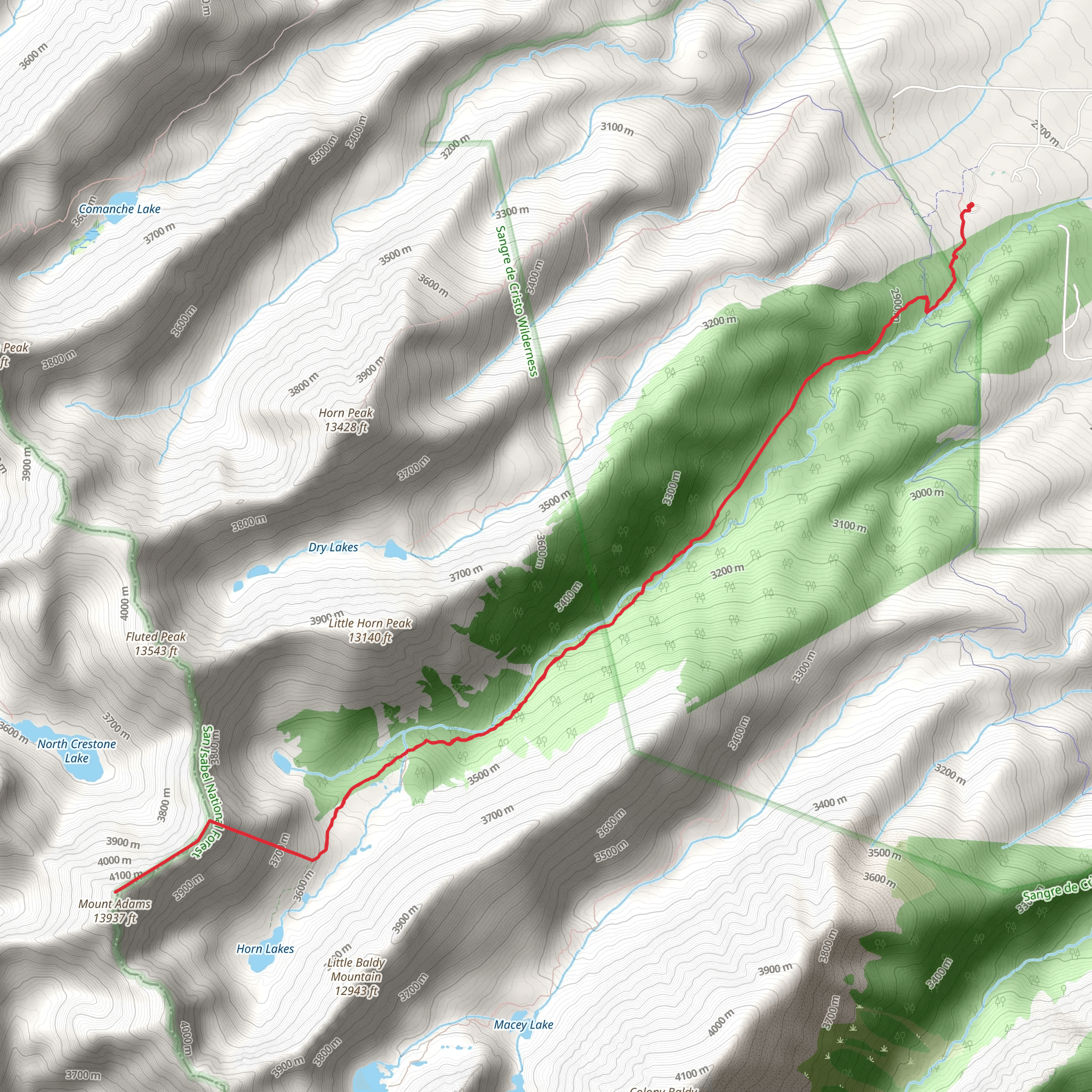 Mount Adams via Horn Creek Trail mobile static map