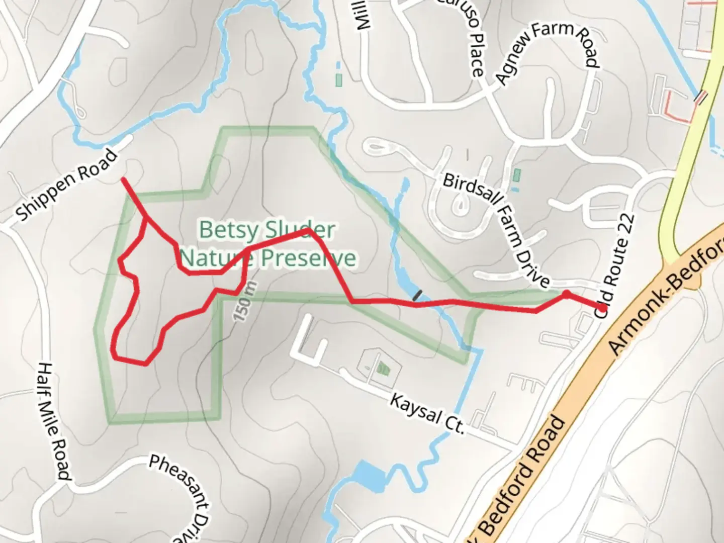 An image depicting the trail Betsy Sluder Nature Preserve Loop Trail via Old Route 22 and its surrounding area.