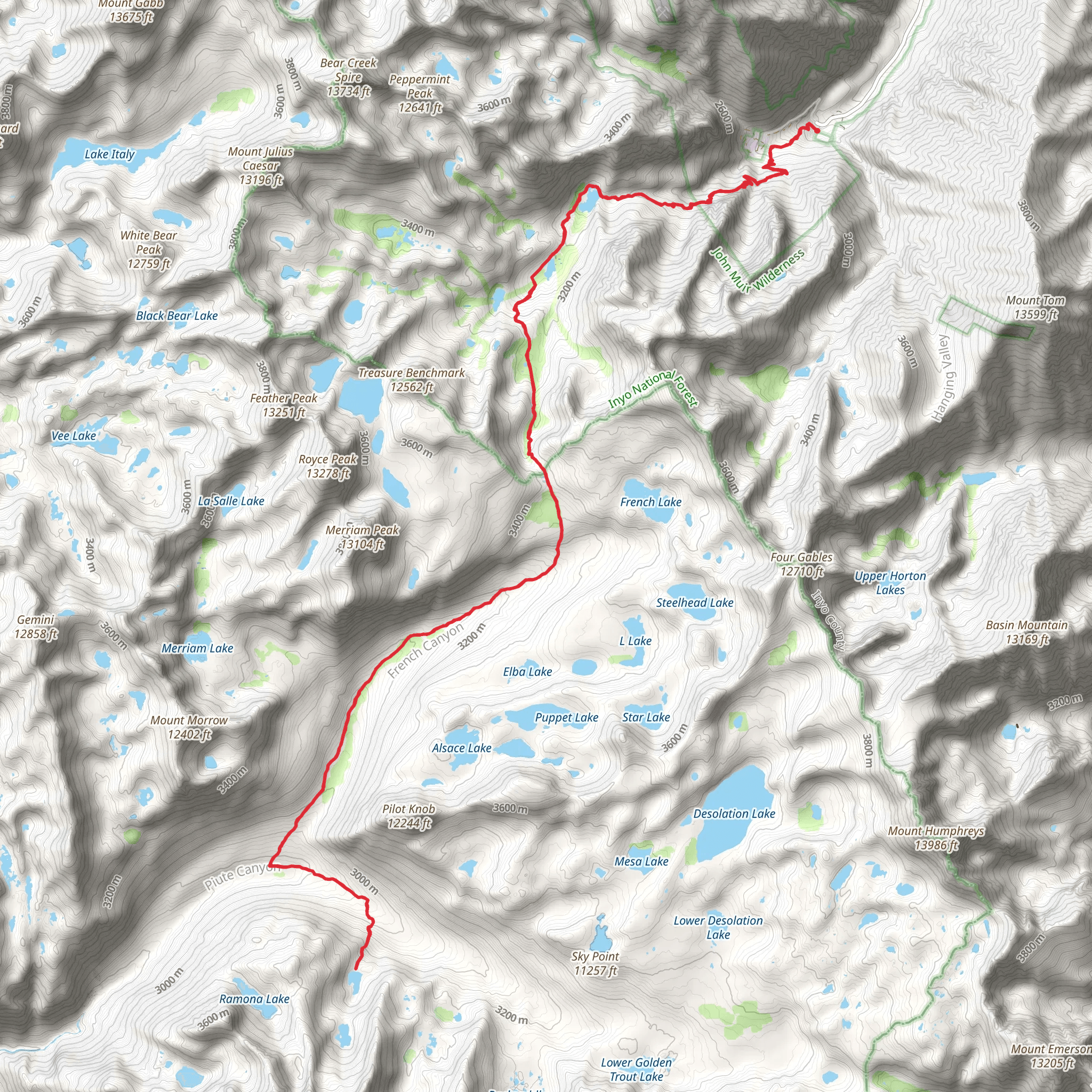 Lower Honeymoon Lake via Pine Creek Pass Trail mobile static map