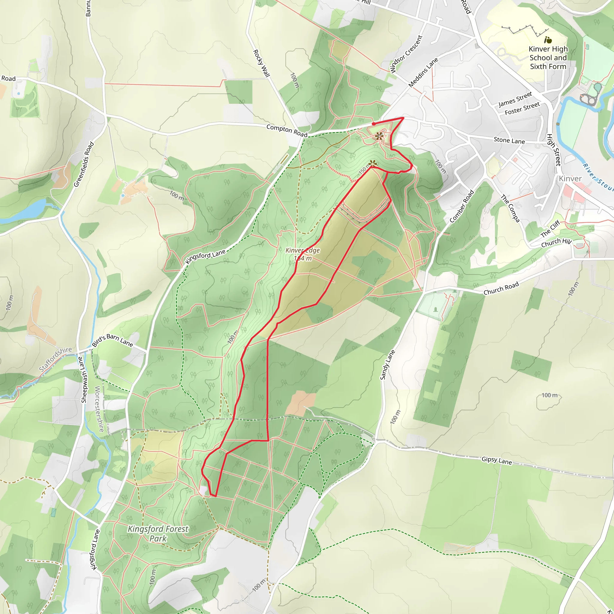 Kinver Edge and Kingsford Forest Park Loop mobile static map