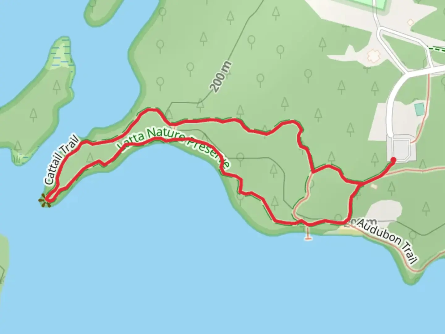 An image depicting the trail Cattail Loop Trail and its surrounding area.