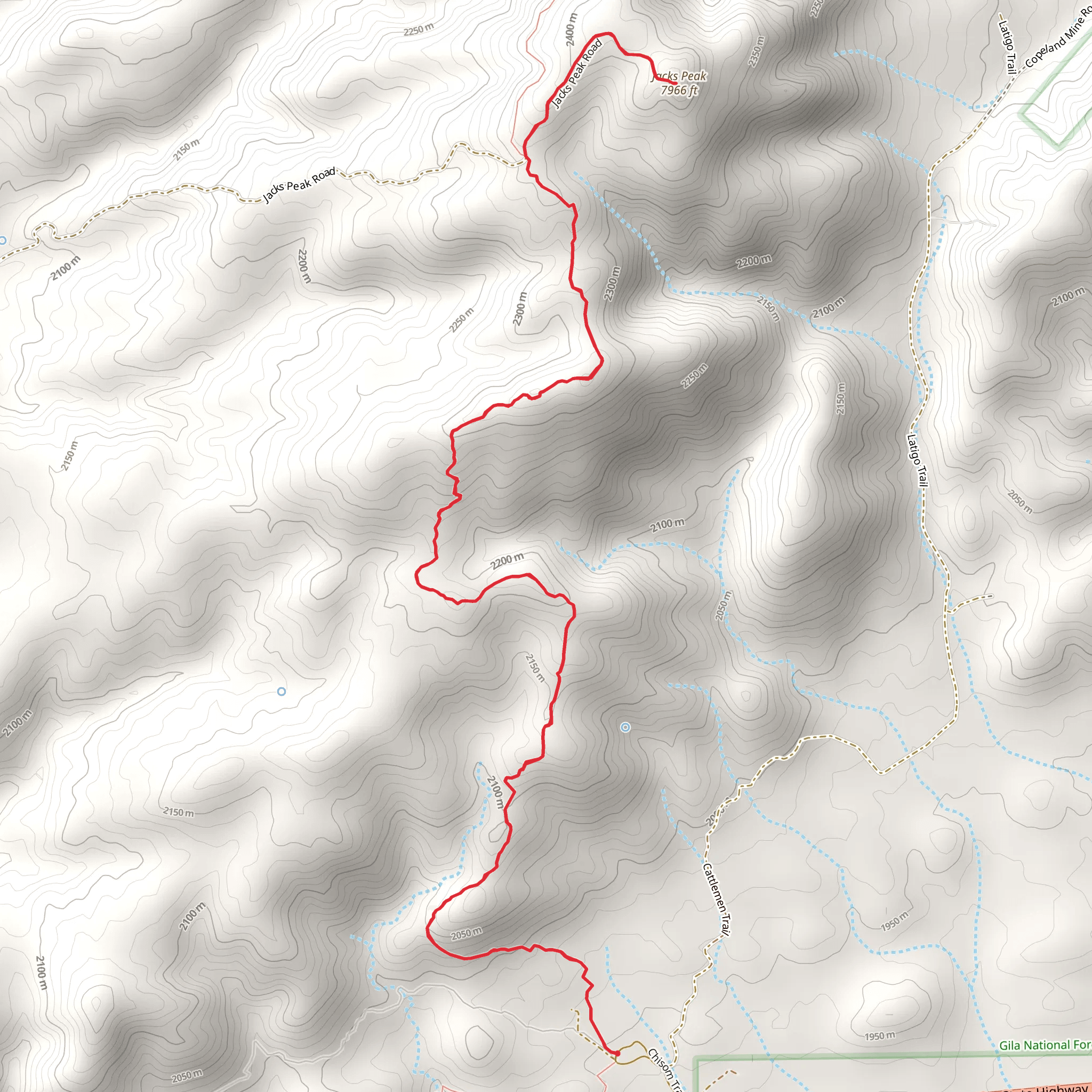 Jacks Peak via Continental Divide Trail mobile static map