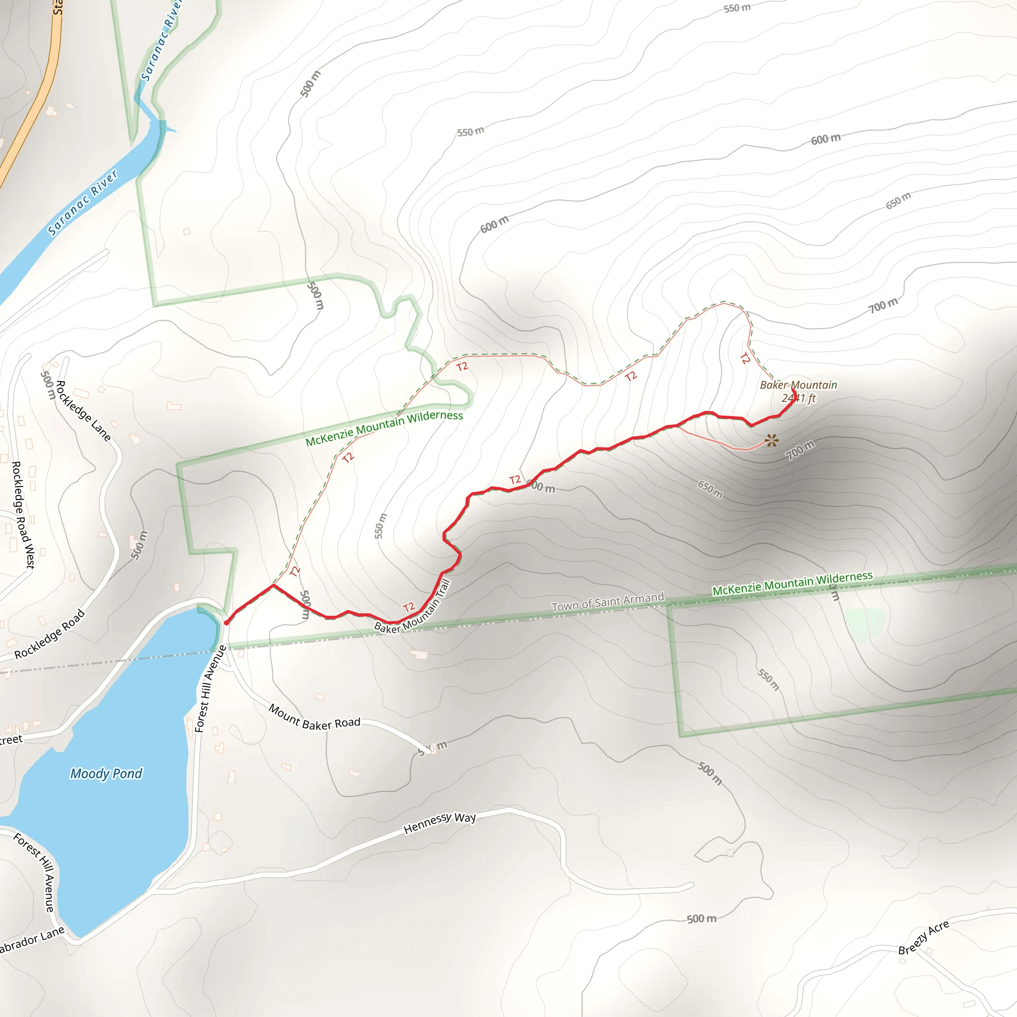 Baker Mountain Trail mobile static map