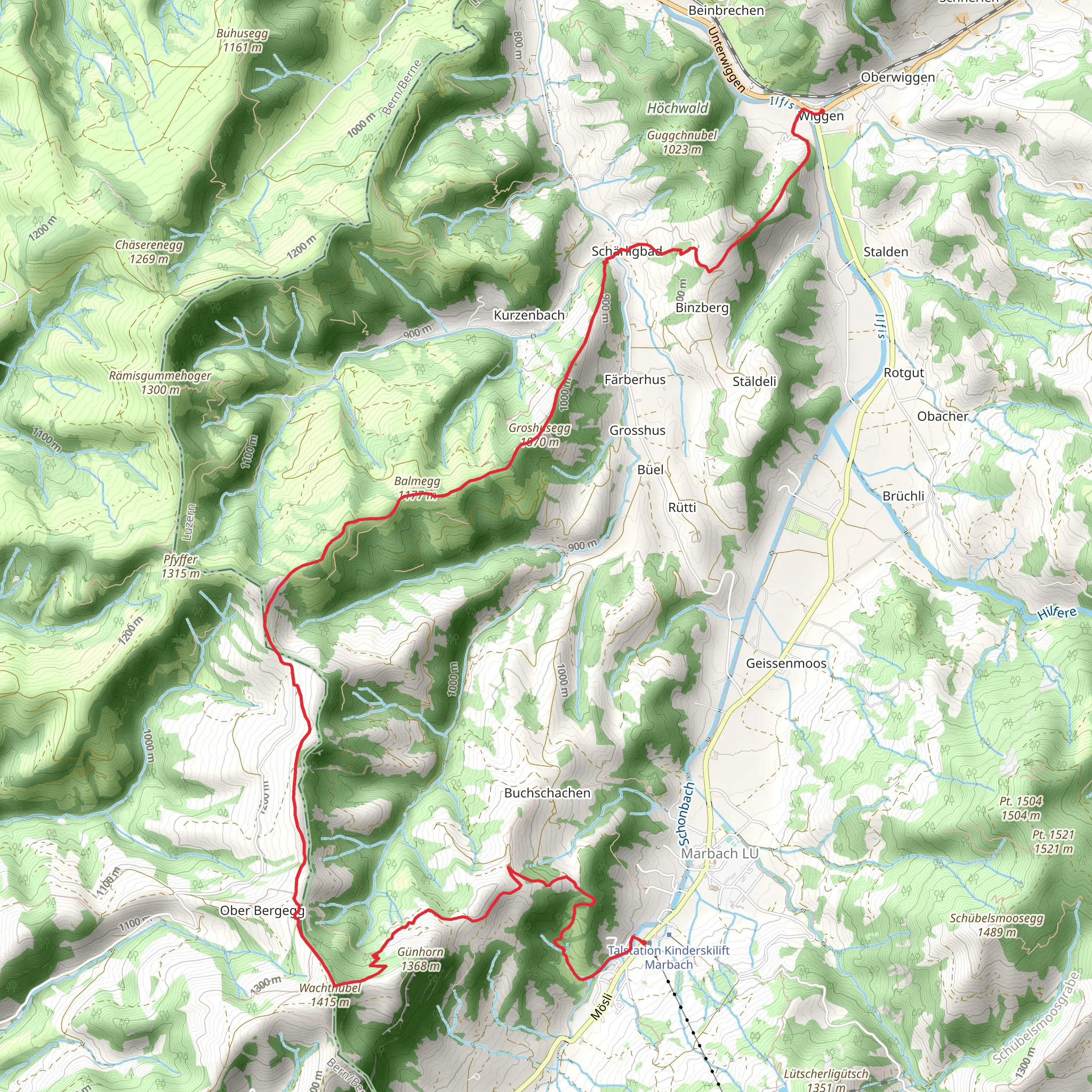 Wiggen - Wachthubel - Marbach mobile static map